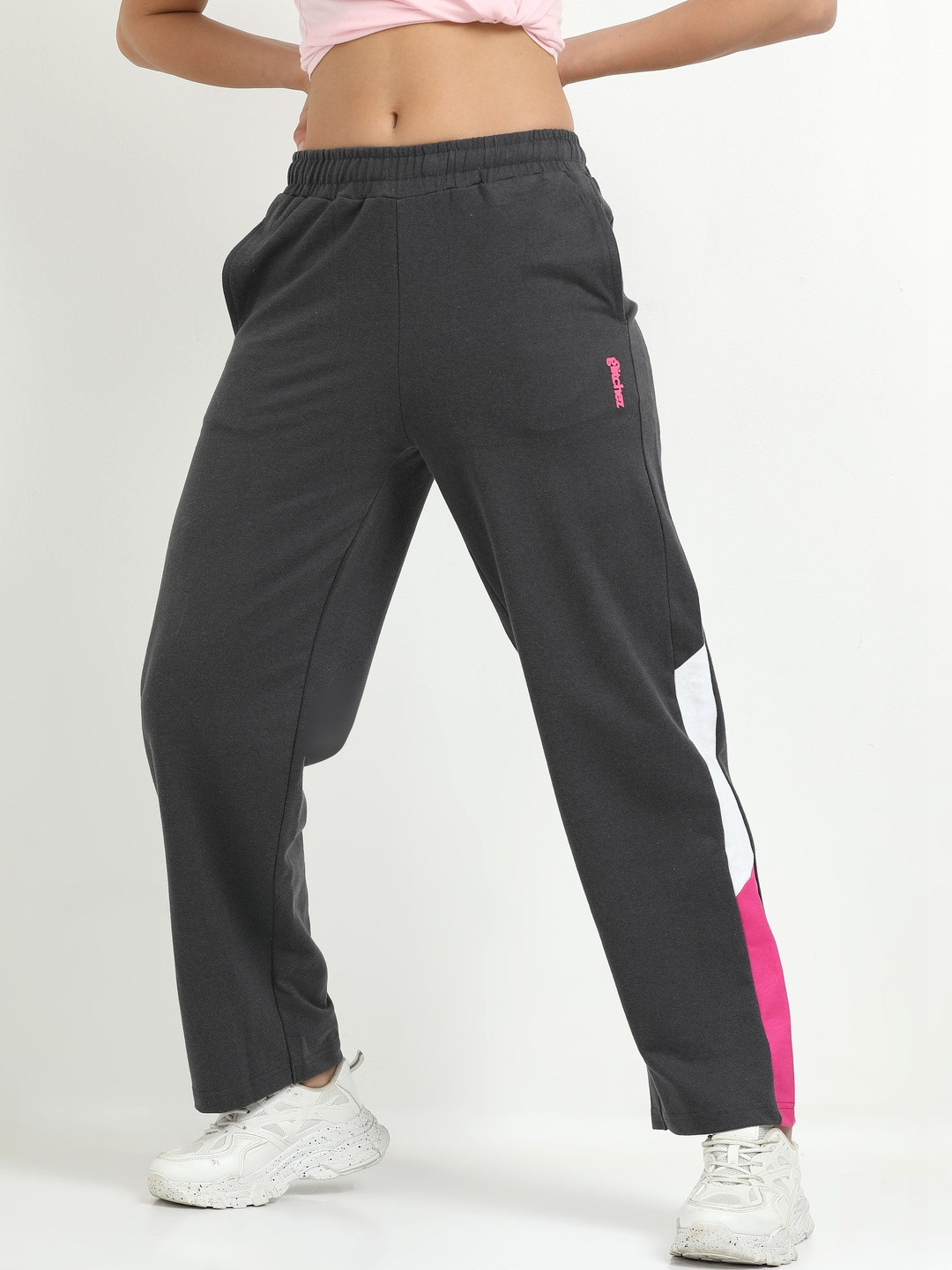 glitchez Women Straight Fit Mid-Rise Track Pants