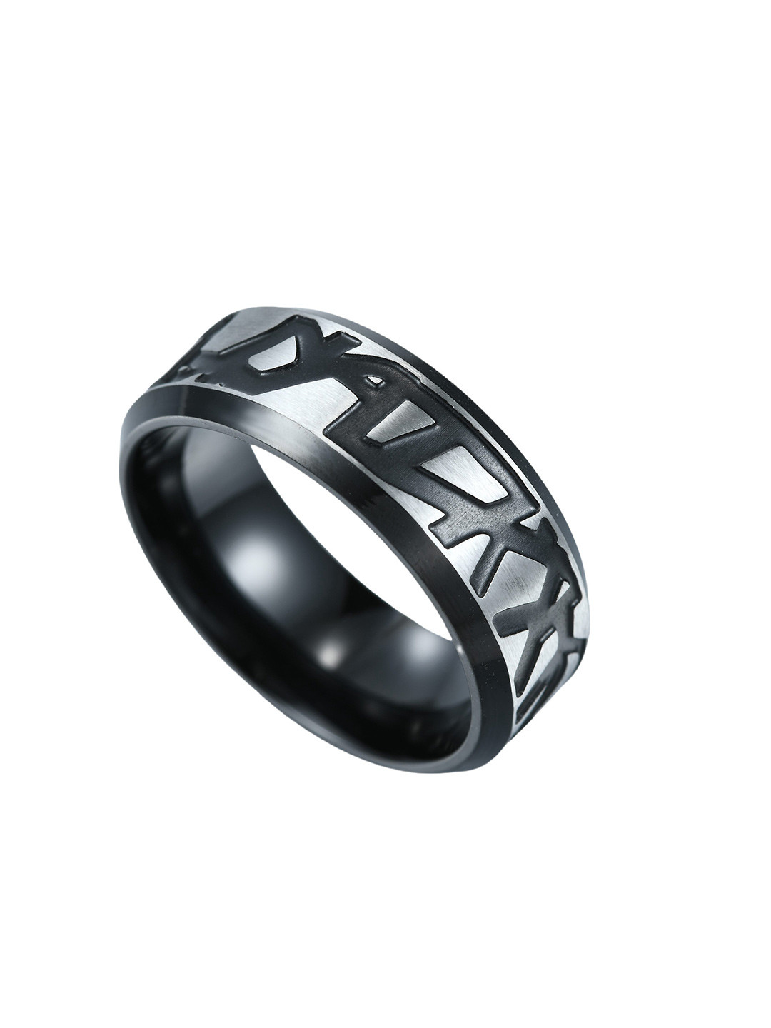 Aiza Men Slate Engraved Silver Ring