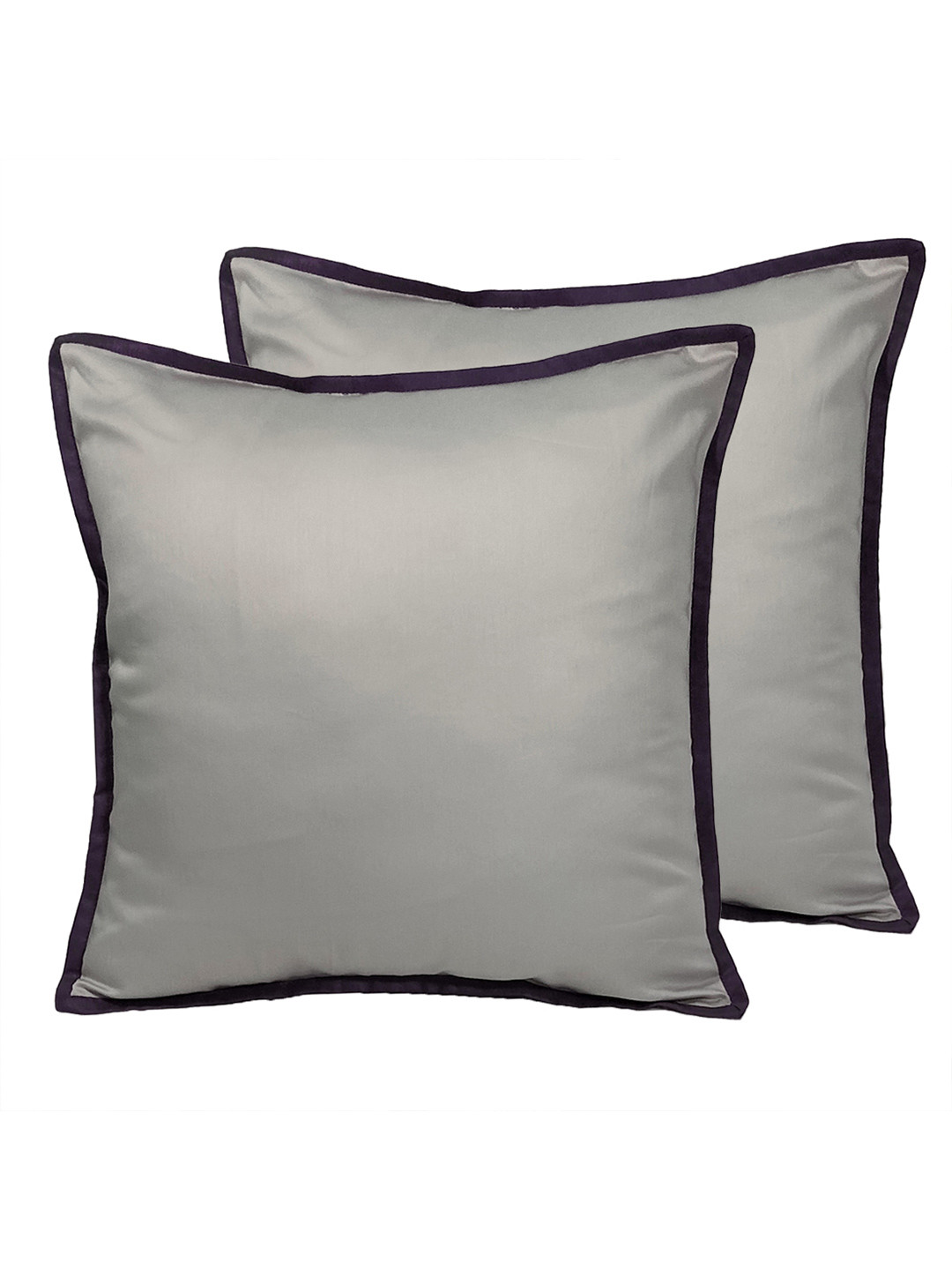 Attica Tracery Beige & Purple 2 Pieces Cotton Square Cushion Covers