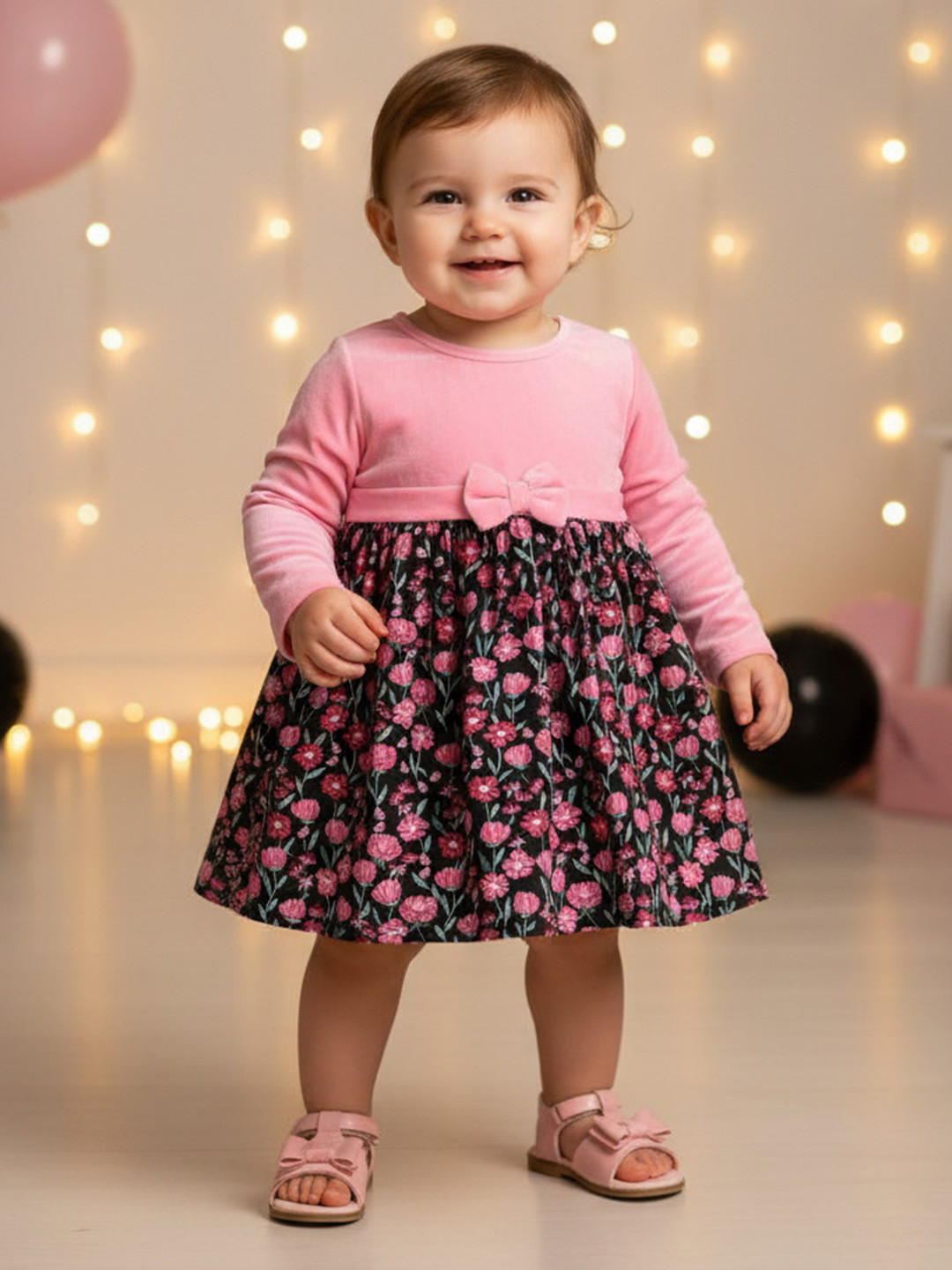 mama & bebe Girls Floral Print Fit & Flare Midi Dress