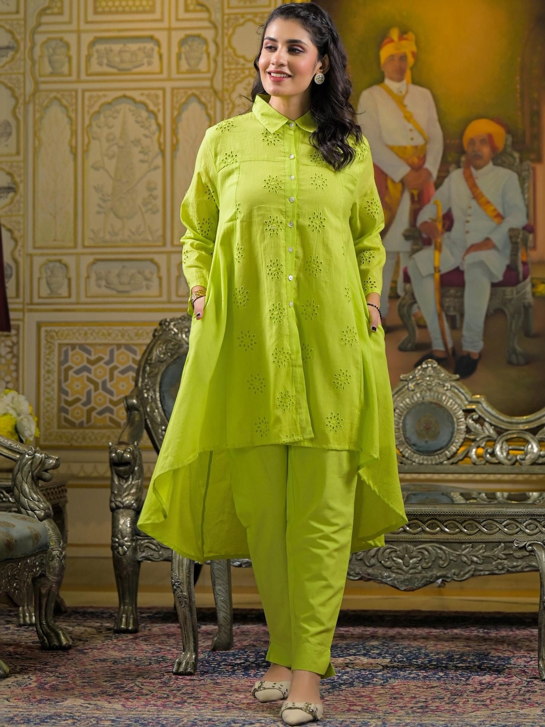 Aavanya Women Regular Pure Cotton Kurta with Trousers