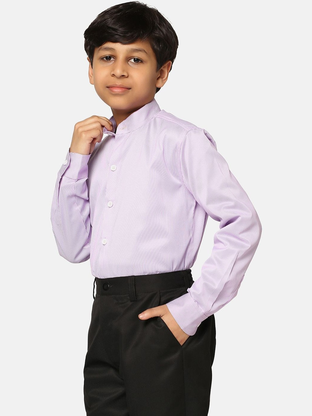 tututree Boys Comfort Pinstripes Striped Formal Shirt