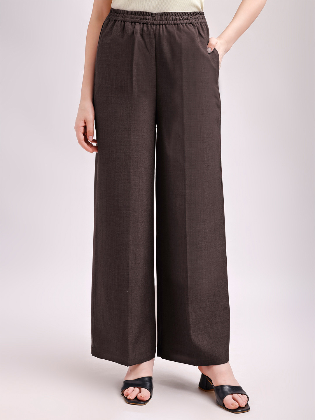 PURVAJA Women Relaxed High-Rise Easy Wash Trouser