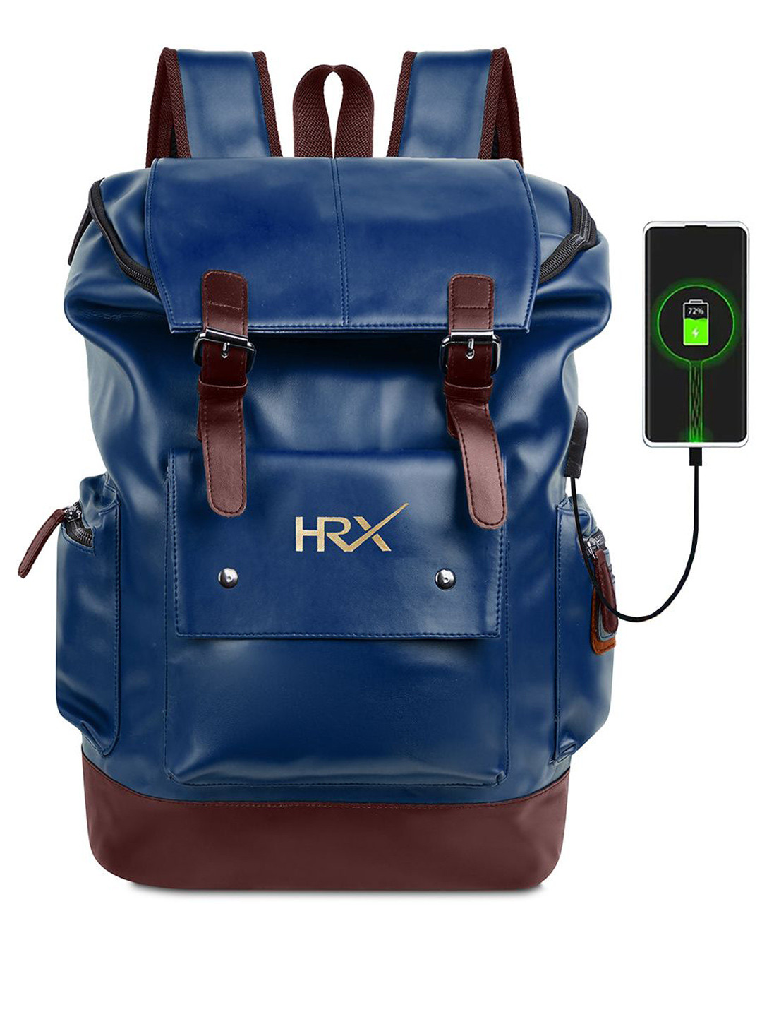 HRX by Hrithik Roshan Unisex Leather Anti Theft  Backpack  With USB Port
