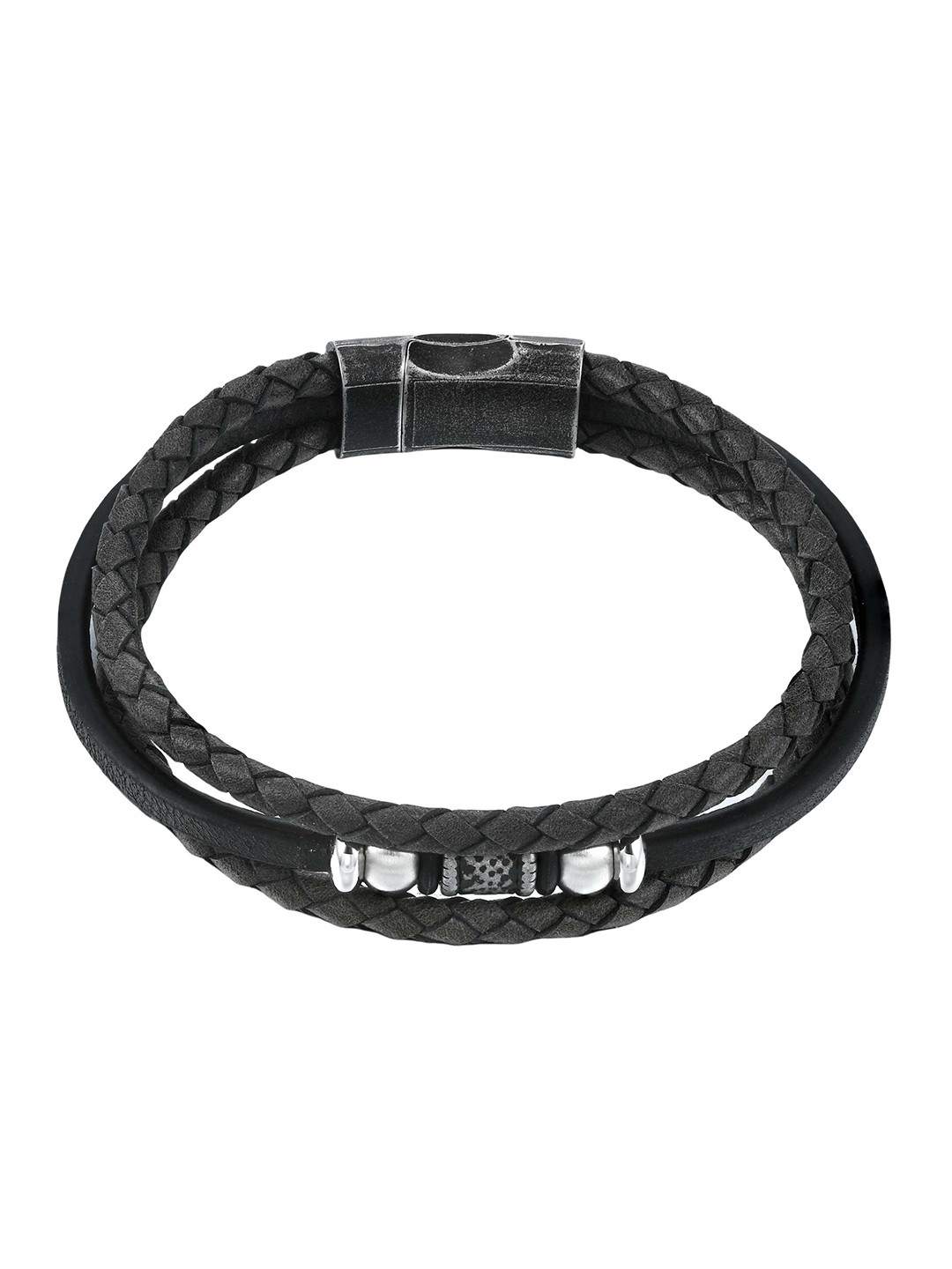 Aiza Men Slate Stride Leather Bracelet