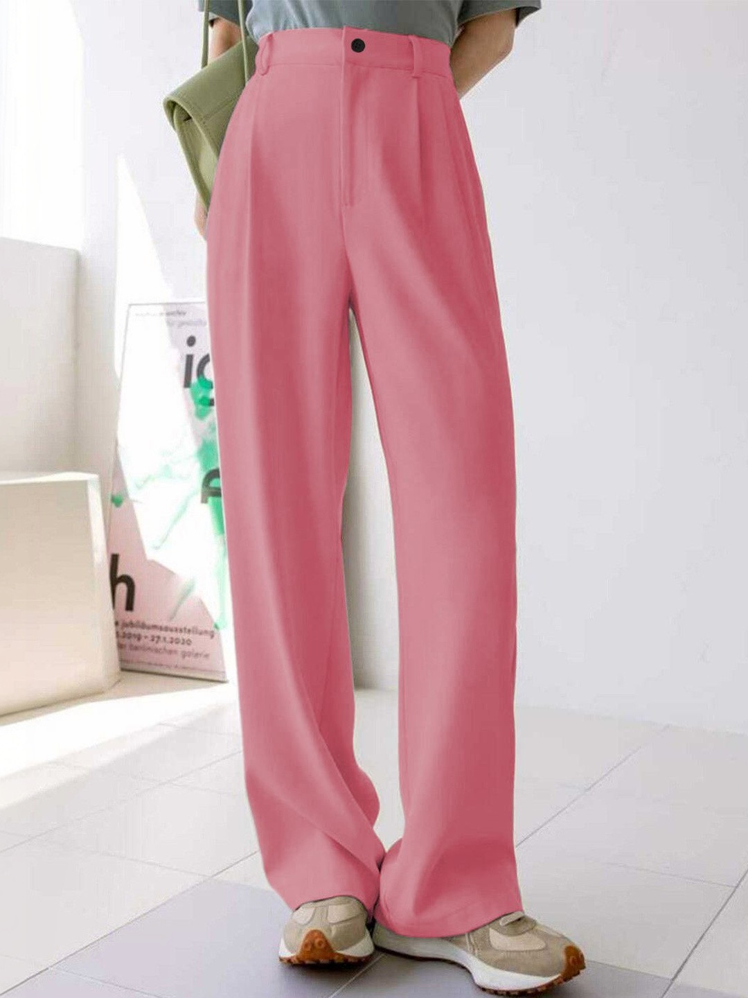 BAESD Women Relaxed Straight Leg High-Rise Non Iron Trousers