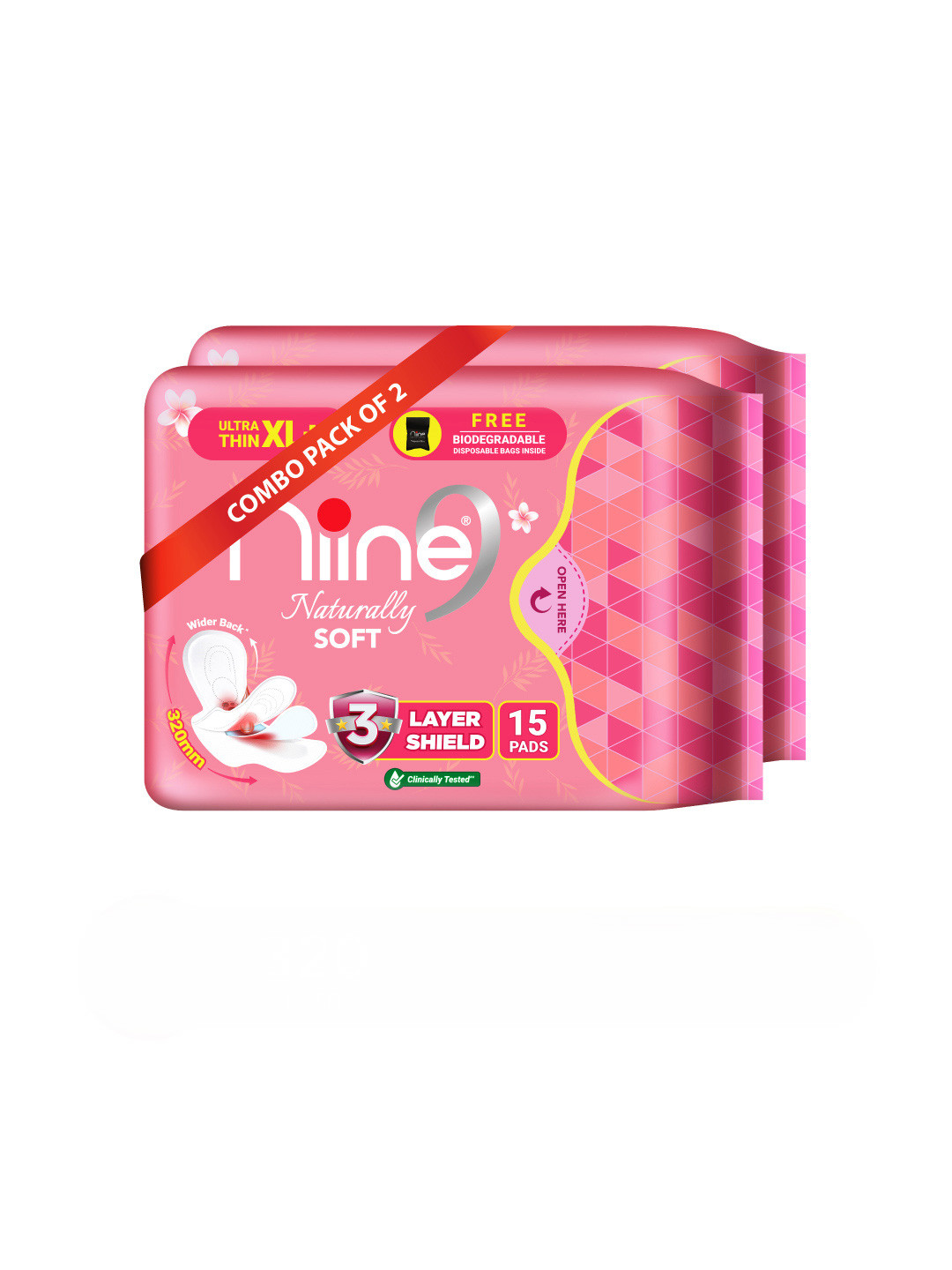 Niine Set of 2 XL+ Ultra Thin Soft Heavyflow With Disposable Bag Sanitary 30 pads
