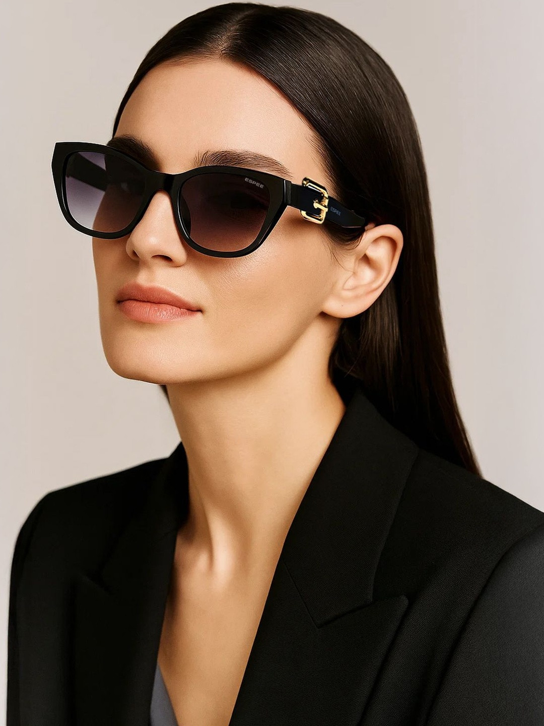 Espee Women Purple Lens & Black Cateye Sunglasses with UV Protected Lens