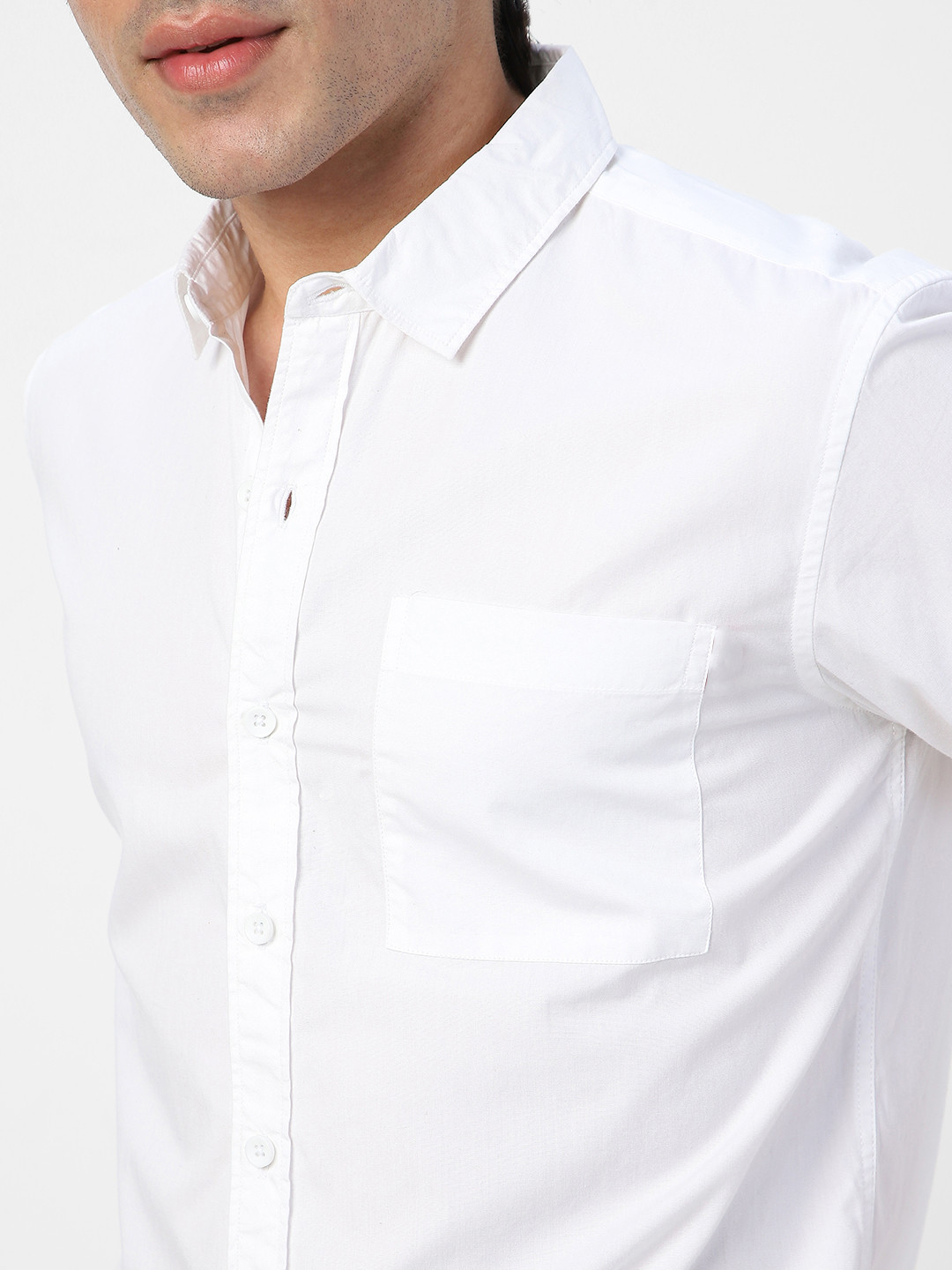 Urbano Fashion Men Spread Collar Solid Cotton Casual Shirt - Photo 2