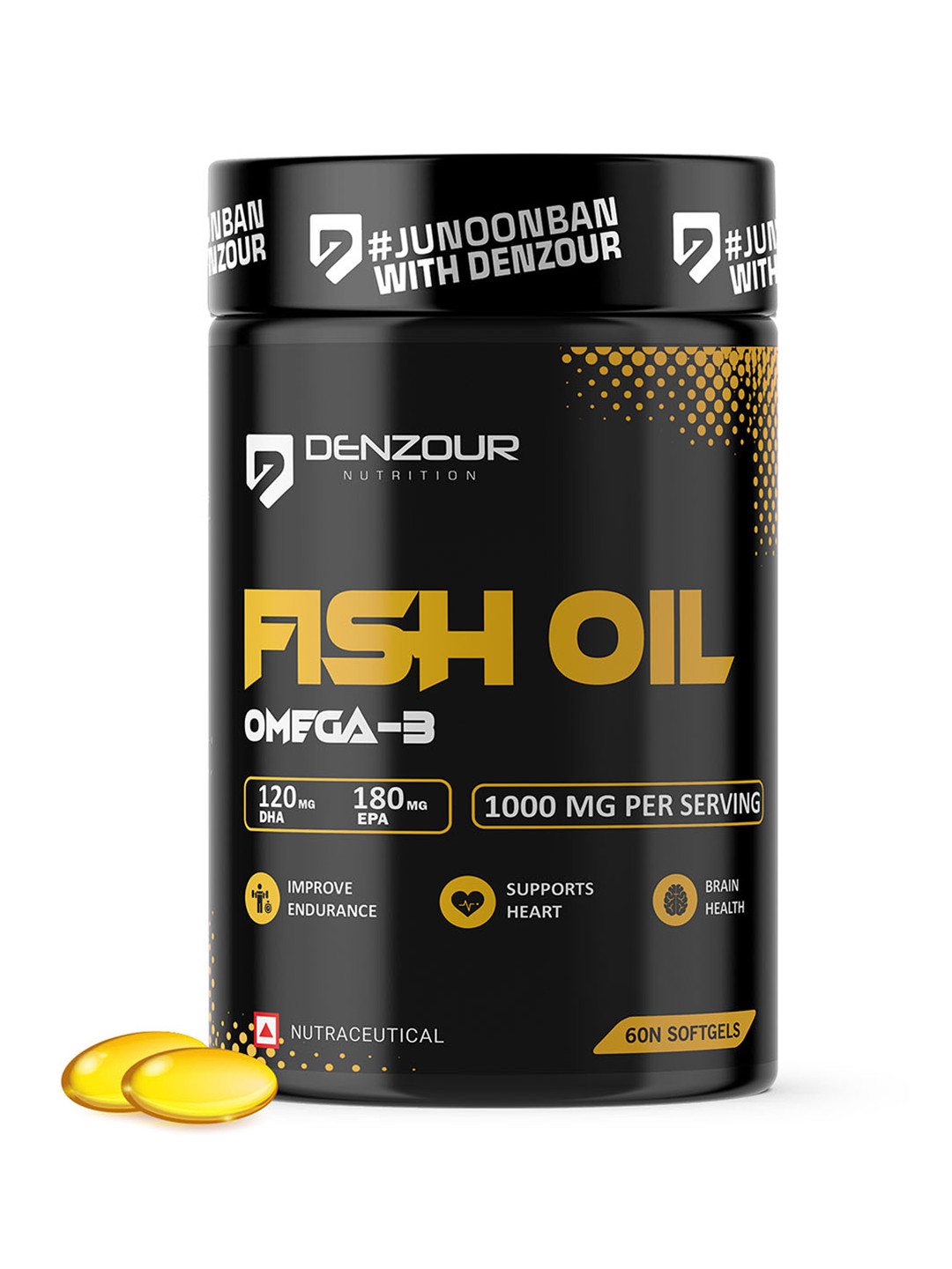 DENZOUR NUTRITION Omega-3 Fatty Acids Fish Oil 1000mg - 60 Softgel Capsules