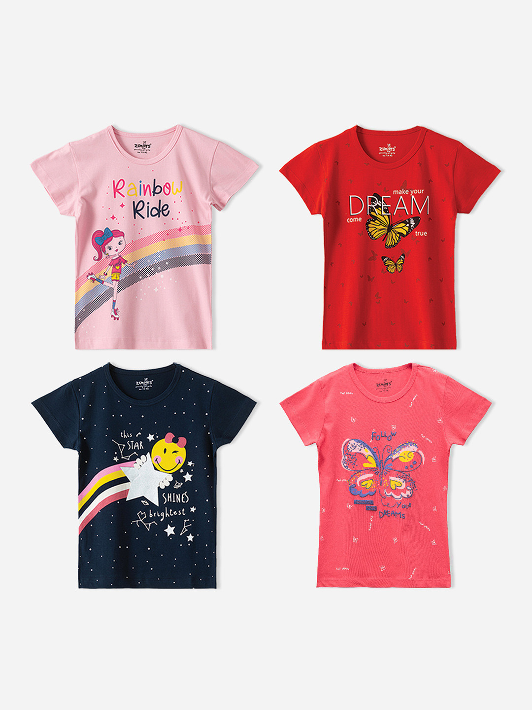 ZUNIORS SSC Kids-Unisex Pink Cotton Printed Tshirts