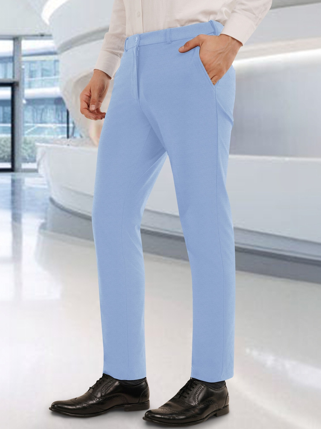 Integration Men's Premium Stretchable Sweat Wicking Auto Fit Flex Waist Formal Trousers