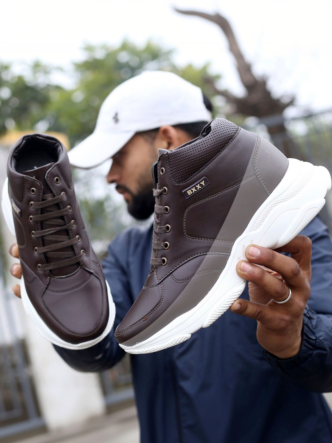 Bxxy Men 7.62 Cm Elevator Height Increasing Sneakers Ankle Length Boots