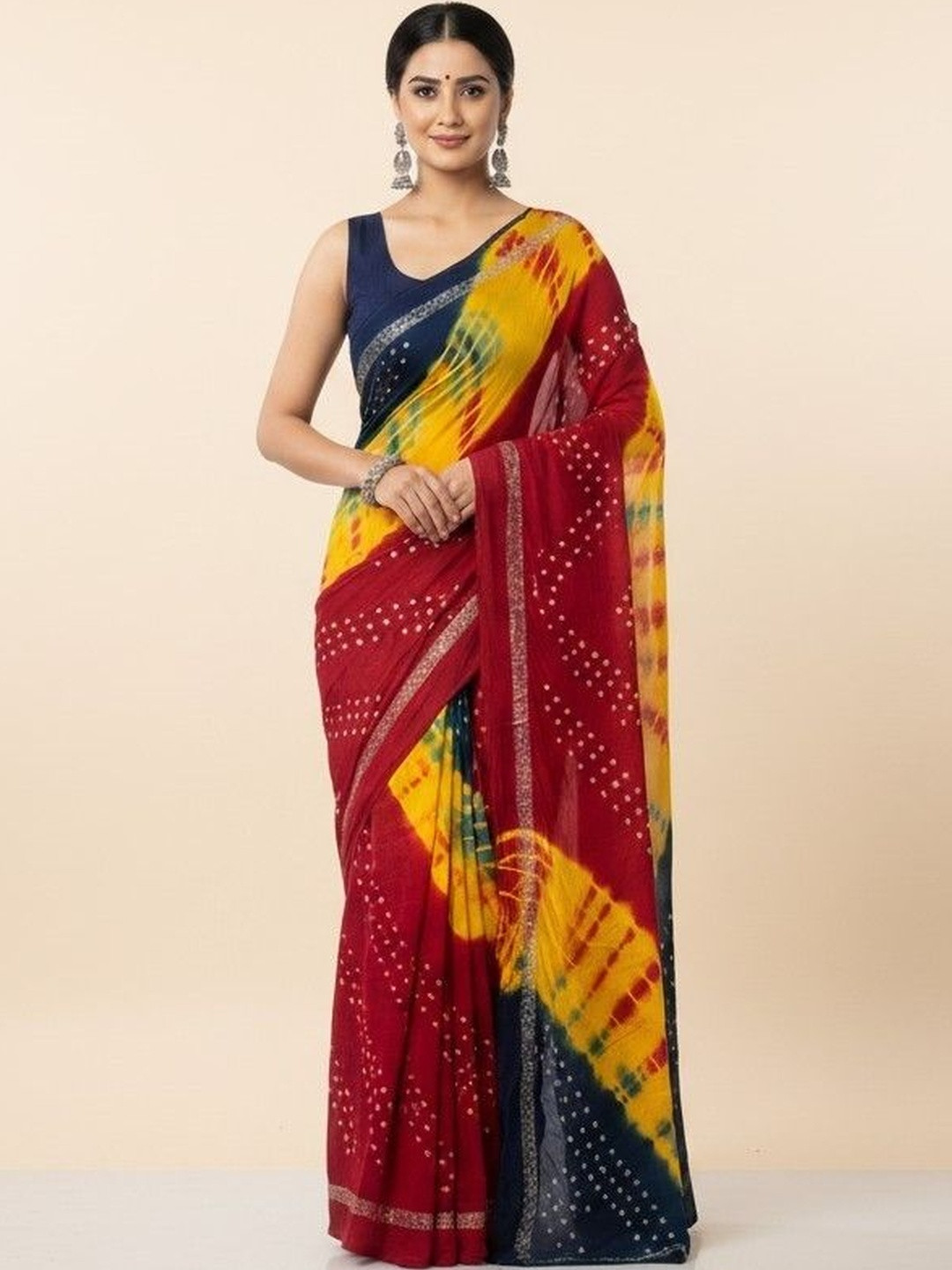 BANARASI WALA Bandhani Poly Georgette Handloom Bandhani Saree