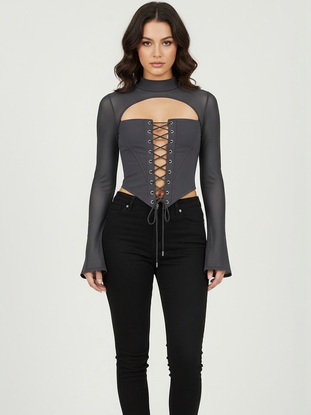 Purple Haze Flared Sleeve Crop Top