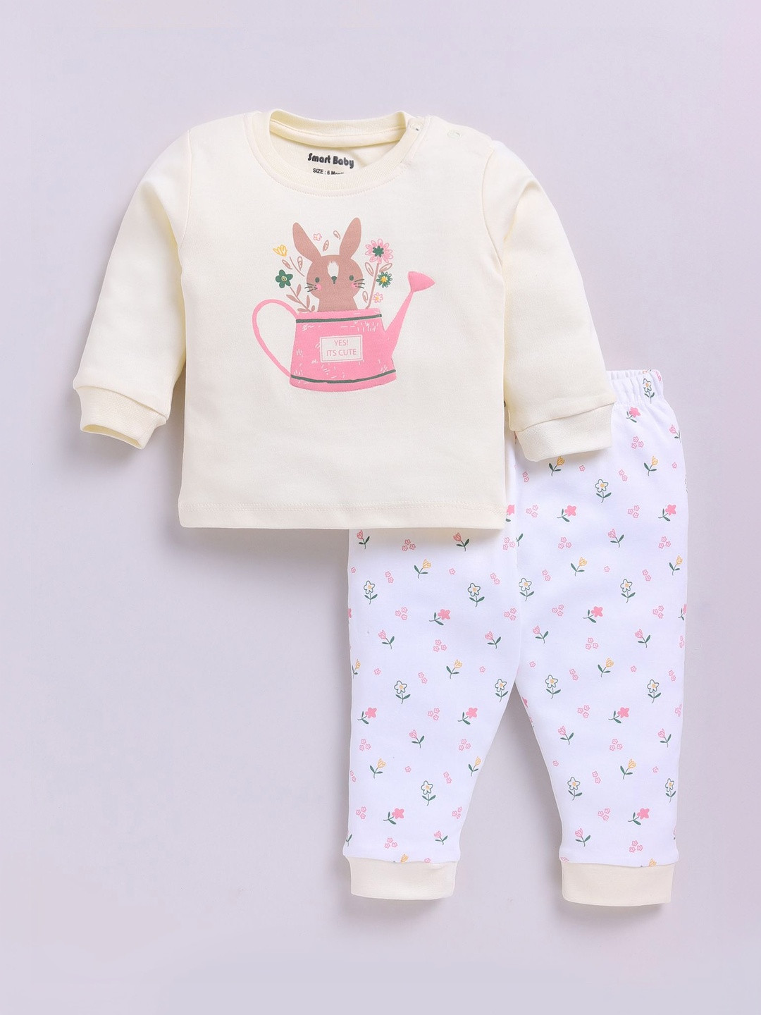 Smart Baby Girls Printed T-shirt with Trousers