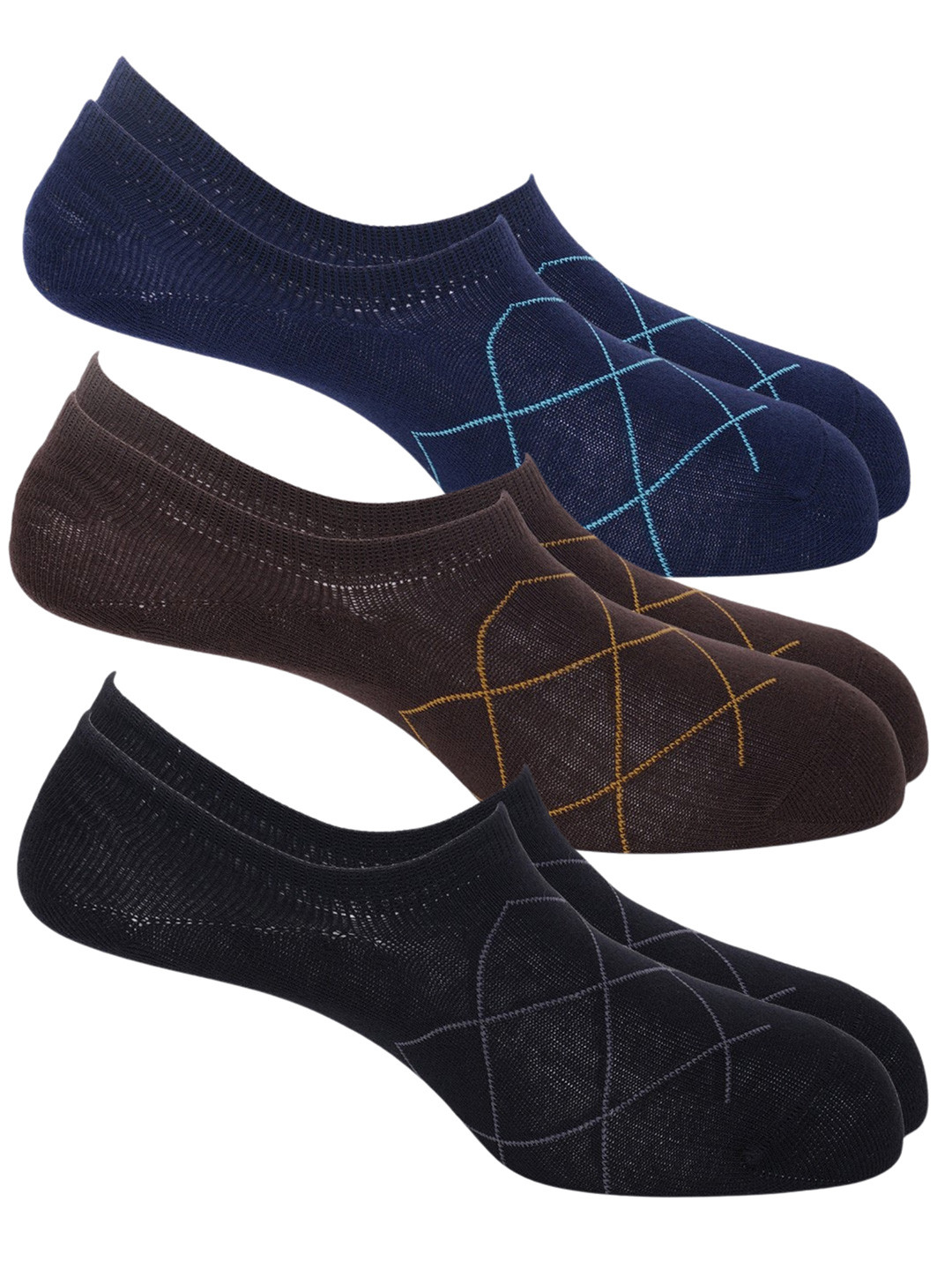 OXYZONE ALON Men Pack Of 3 Patterned Shoe Liner Socks