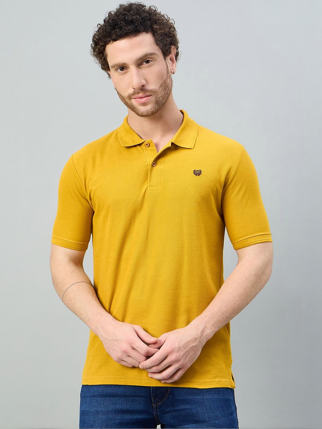 Duke Men Brand Logo Polo Collar Slim Fit T-shirt