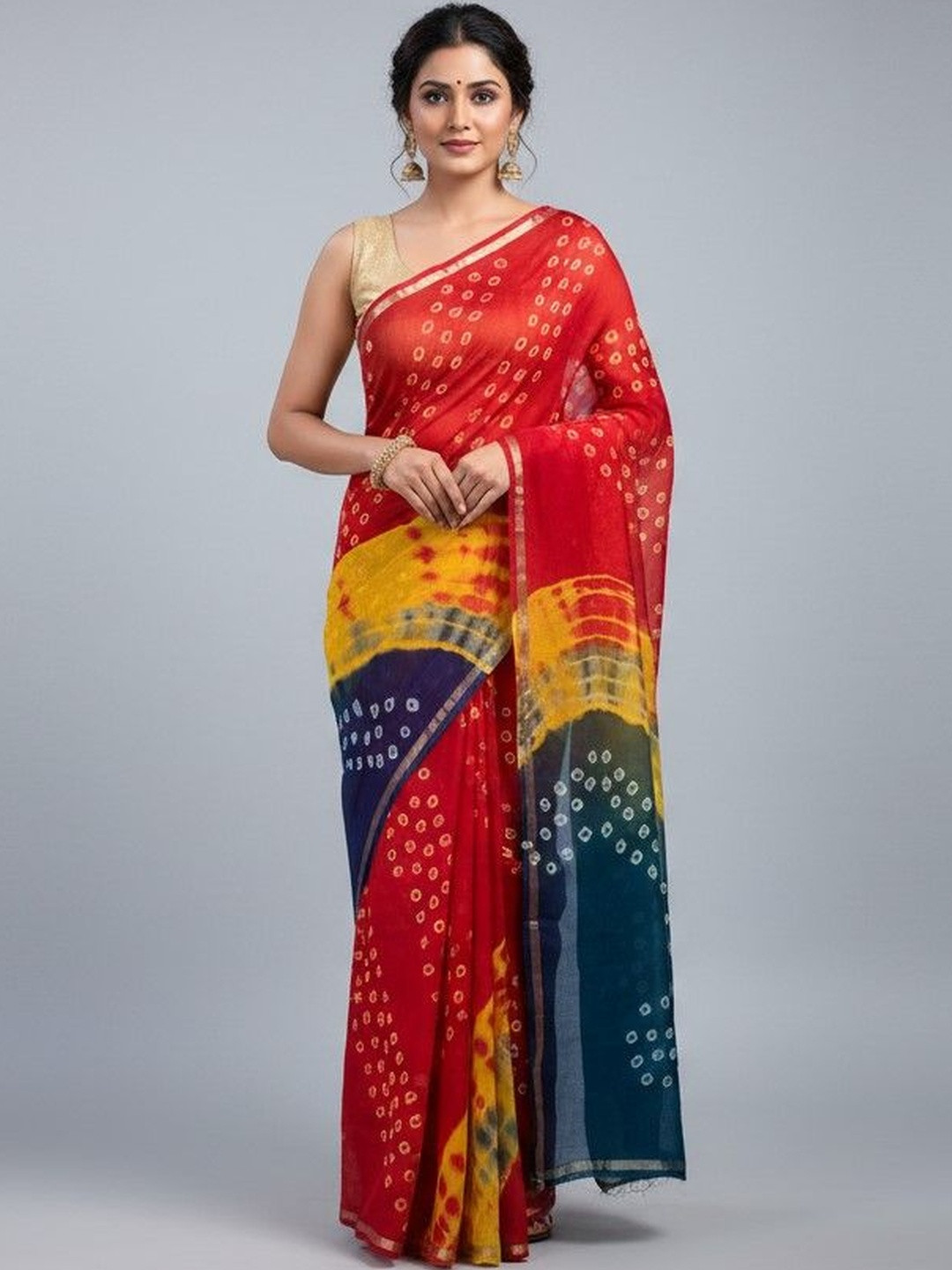 BANARASI WALA Bandhani Poly Georgette Bandhani Saree
