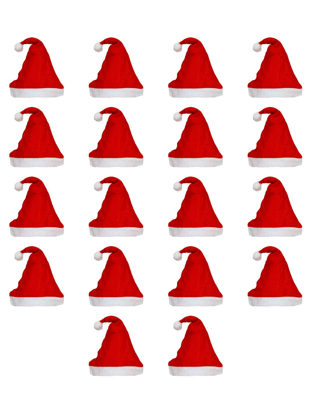 eCraftIndia Red & White 18 Pieces  Velvet Christmas Hats