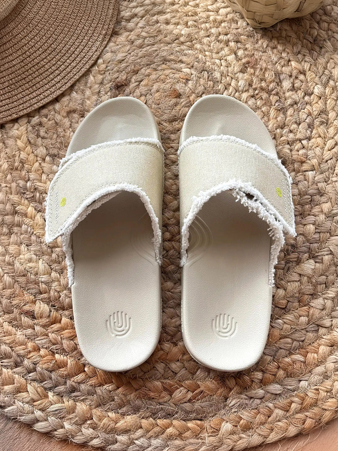 NoStrain Women Canvas Sugar Sliders with Rough Edges Flip Flops