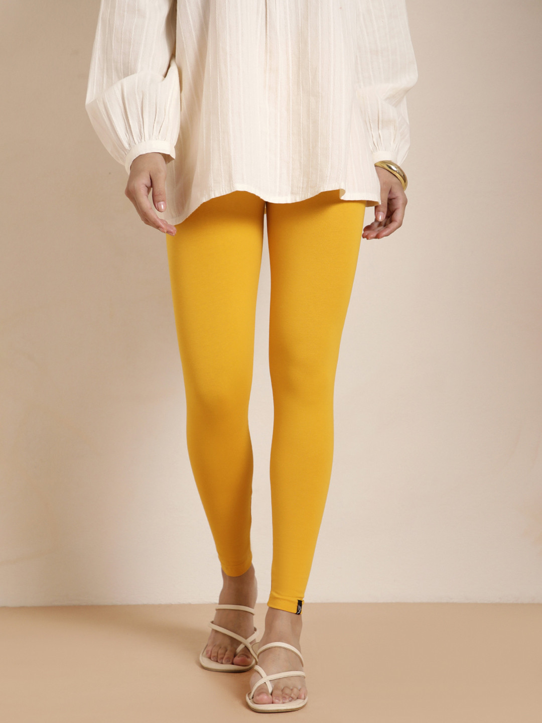 TWIN BIRDS Women Yellow Solid Ankle-Length Leggings