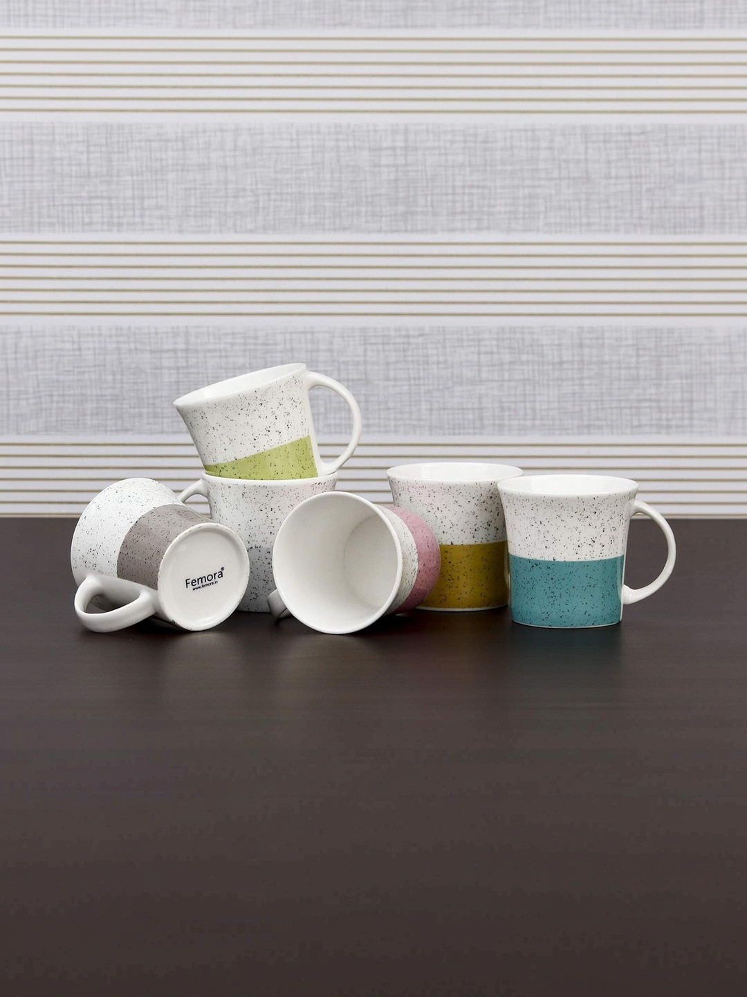 Femora Set of 6 Multicolor Ceramic Tea & Coffee Cups 160 ml Small Cups