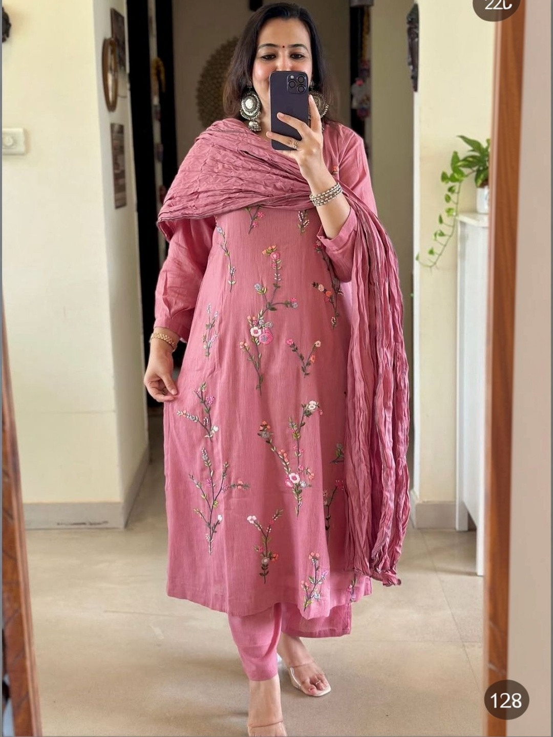 MILAAV Women Floral Embroidered Regular Thread Work Kurta with Trousers & With Dupatta