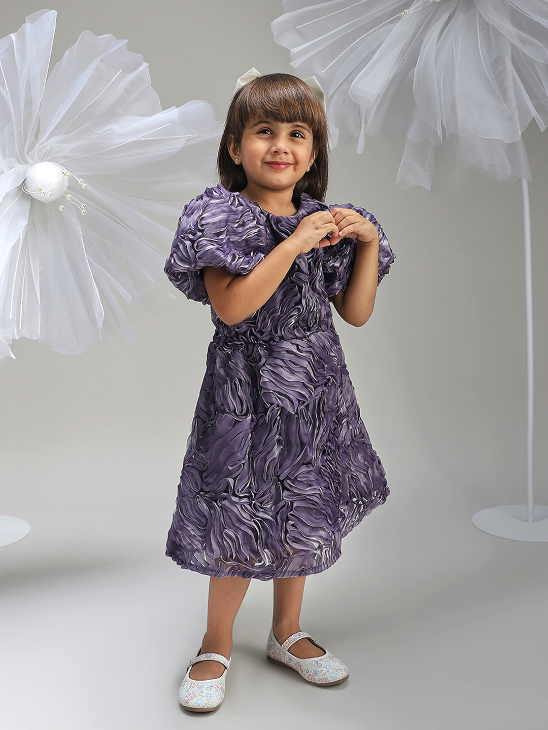 BONKIDS Animal Flared Sleeve Fit & Flare Dress