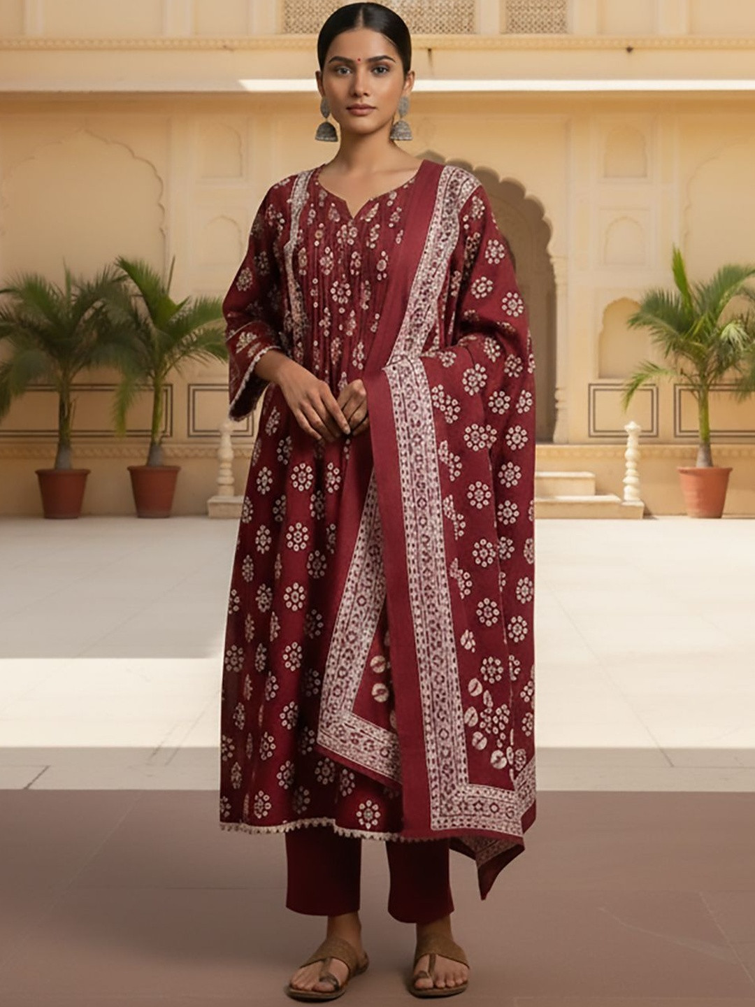 all about you Women Printed Regular Kurta with Trousers & With Dupatta