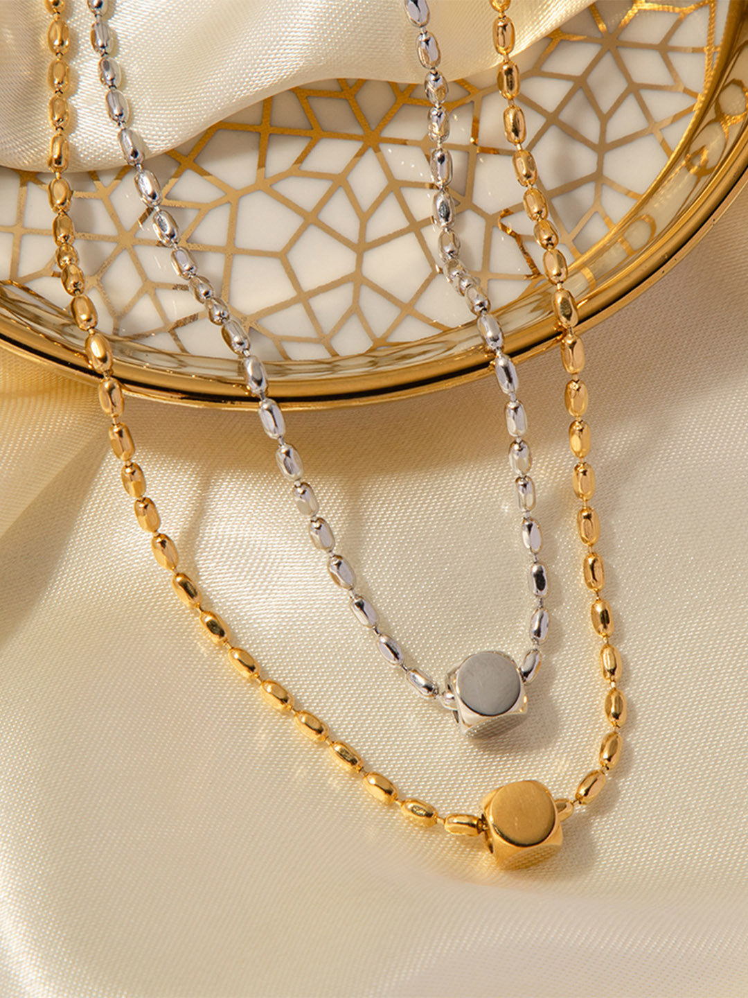 Aiza Silver Plated Cubic Charm  Pendant with chain