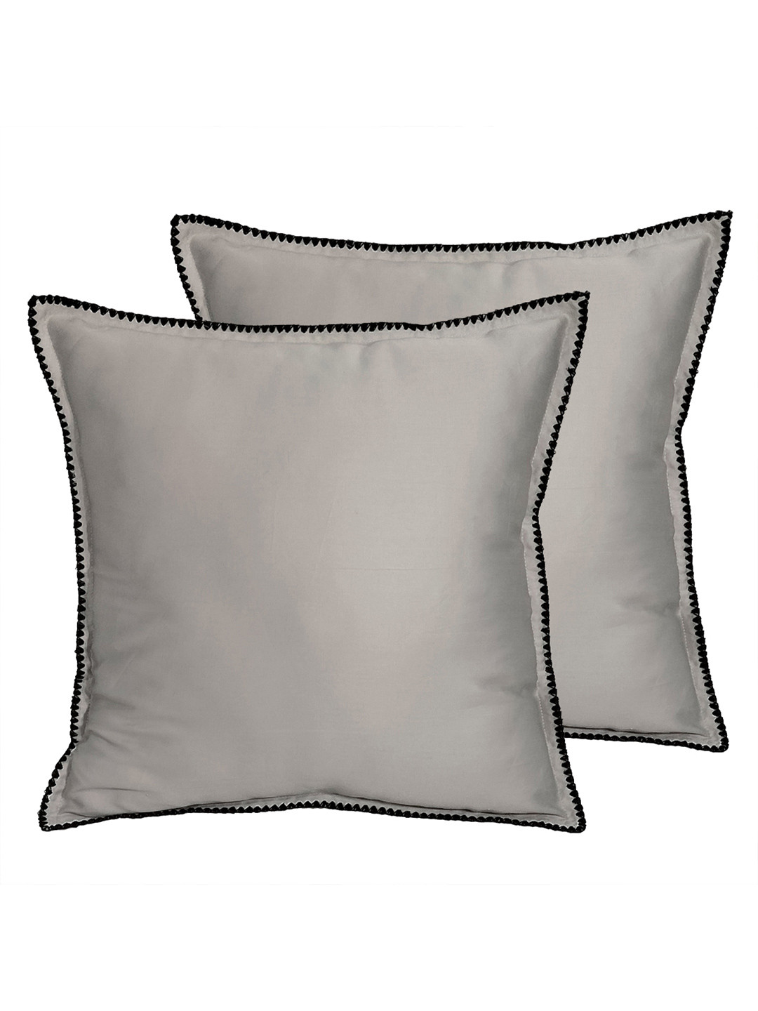 Attica Tracery Grey & Black 2 Pieces Cotton Square Cushion Covers