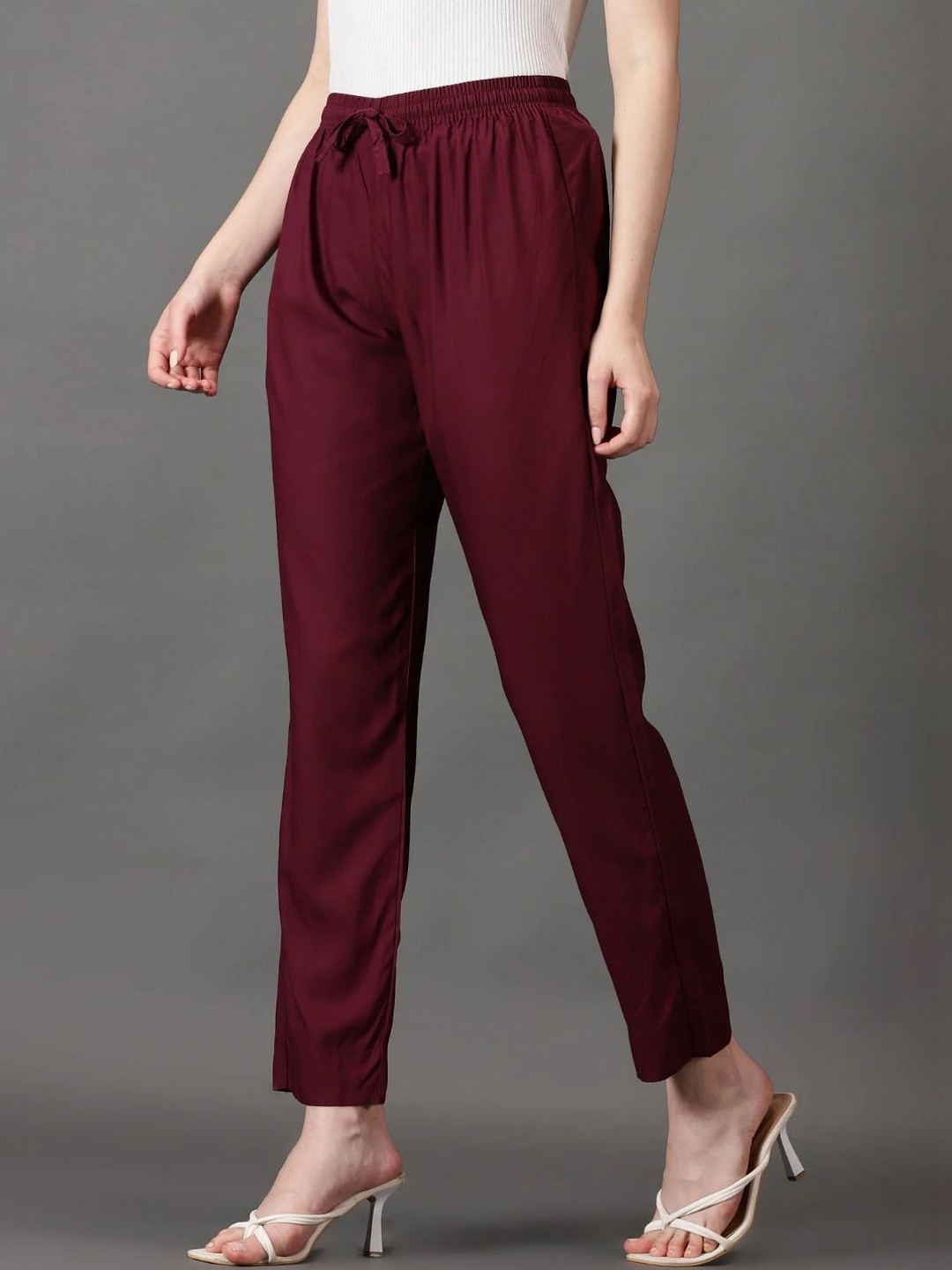 Cadila Women Relaxed Straight Leg Slim Fit Trousers