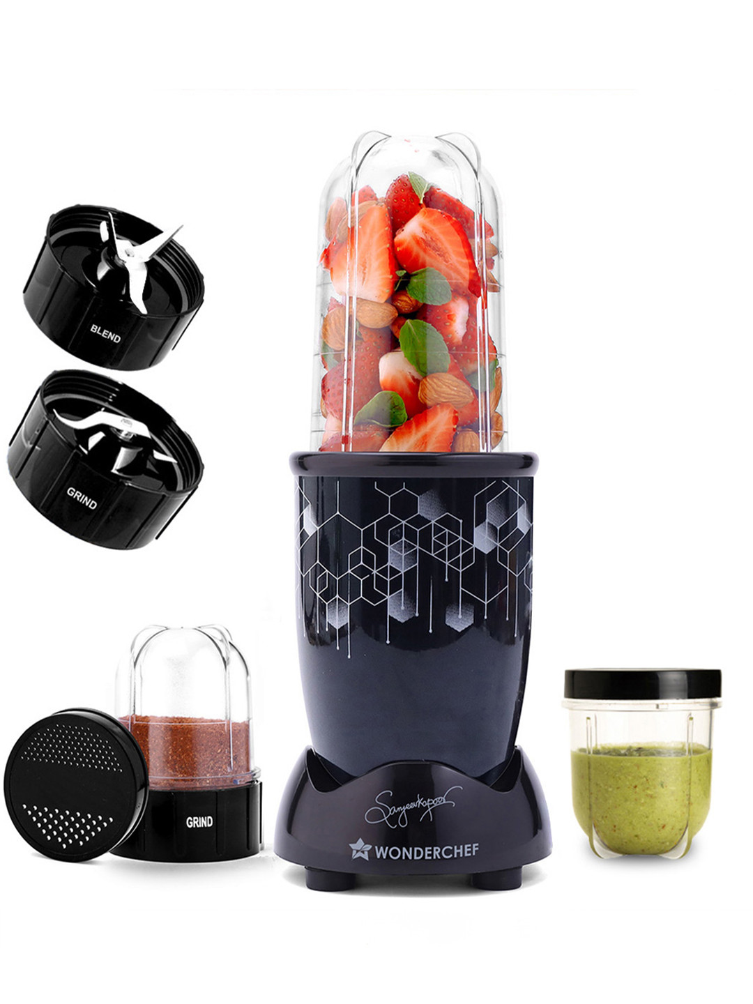 Wonderchef Nutri-blend Photon Black 400W Mixer Grinder + 3 Unbreakable Jars & Sipper Jar