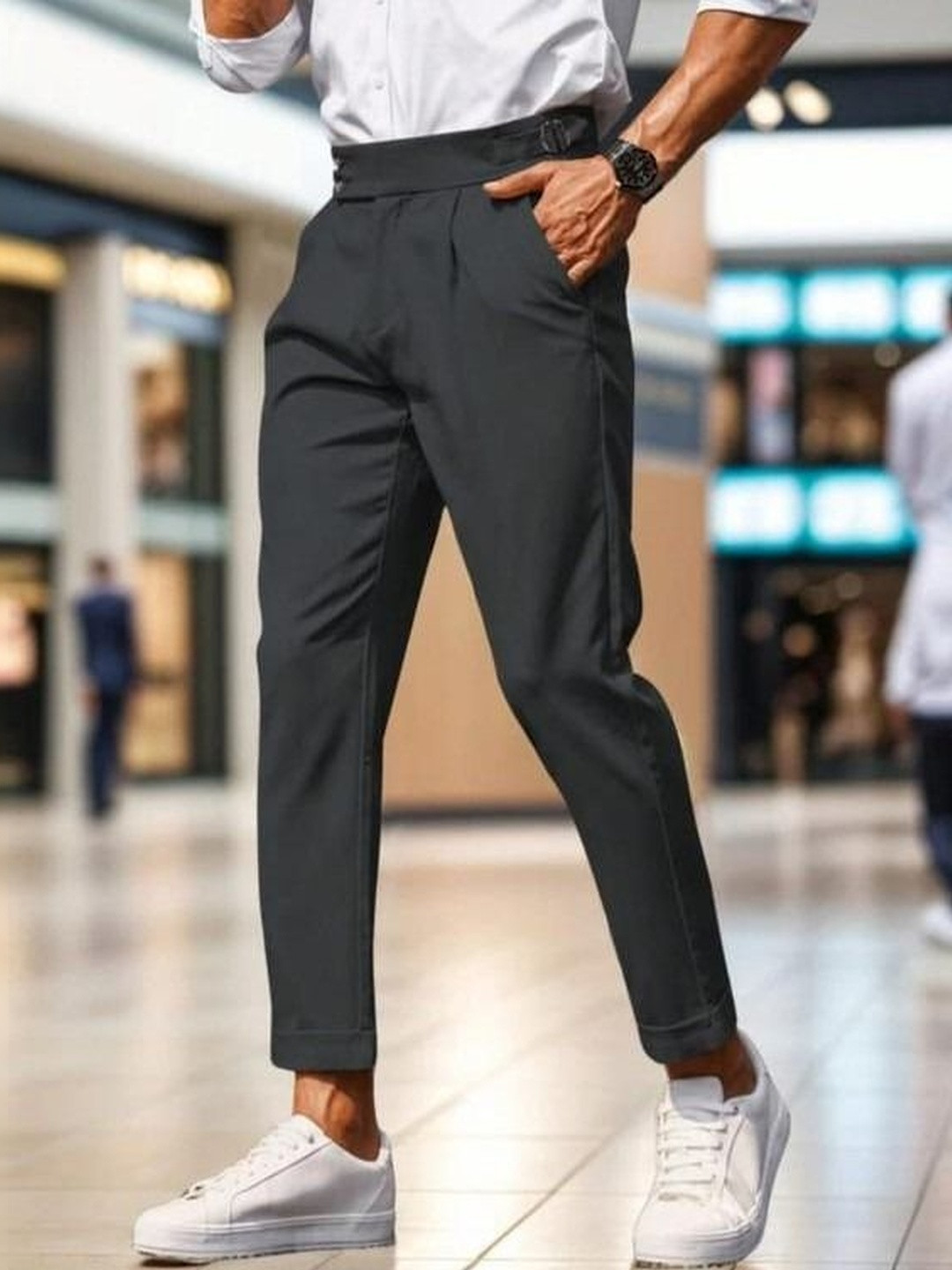 Next One Men Easy Wash Pleated Gurkha Trousers