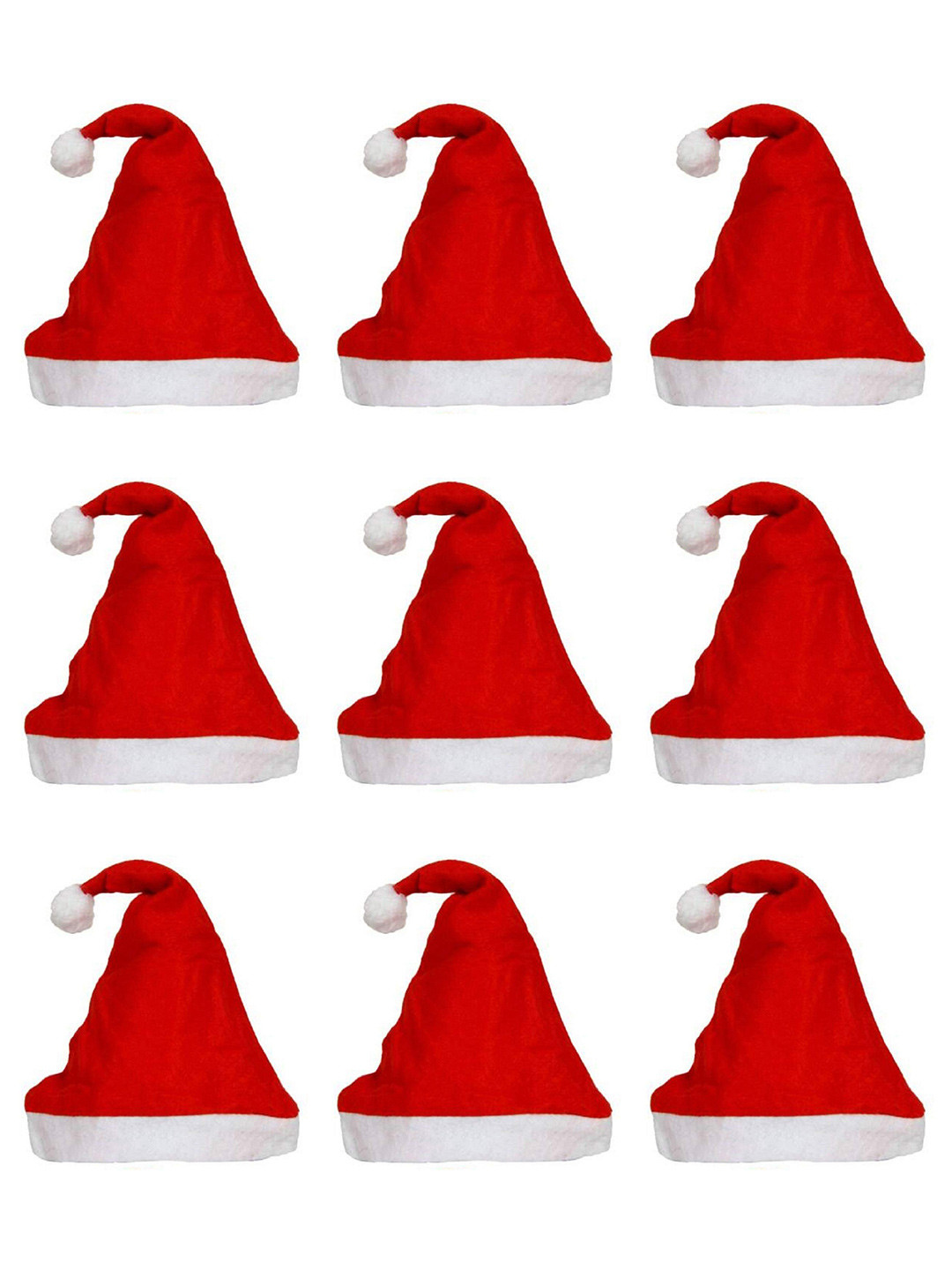 eCraftIndia Red & White 9 Pieces Merry Christmas Hats Festive Decor