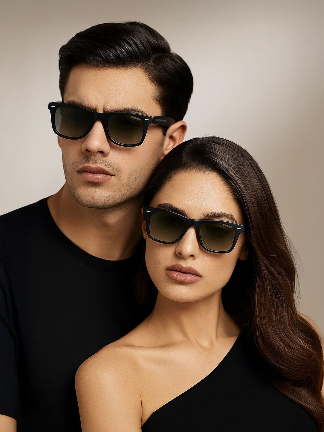 Espee Unisex Green Lens & Black Wayfarer Sunglasses with UV Protected Lens