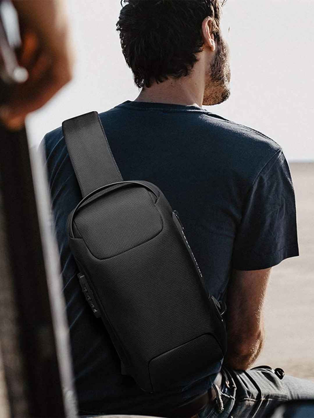 BANGE Unisex Anti-Theft Water & Scratch Resistant Crossbody Sling Bag with USB Port