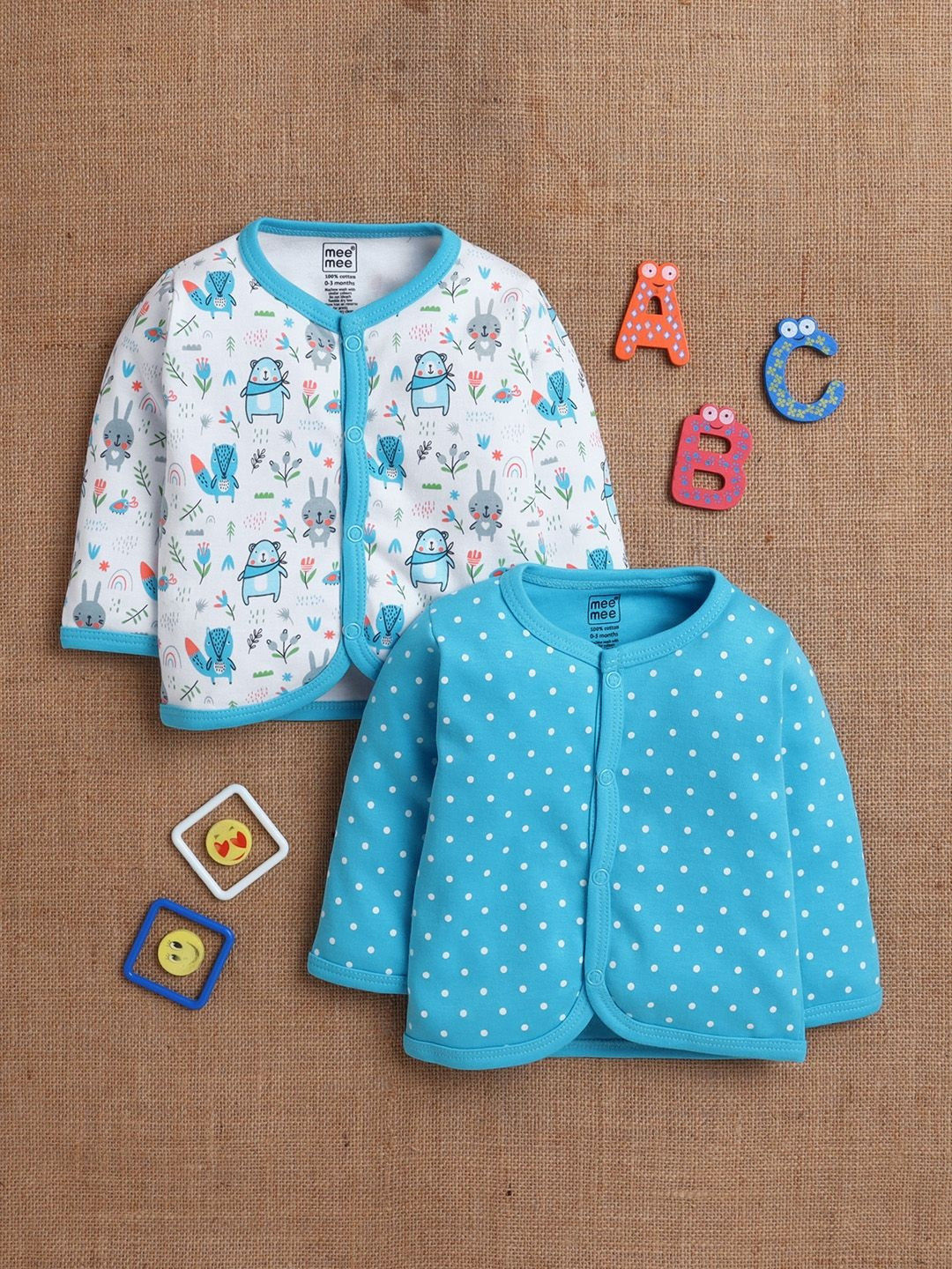 MeeMee Infants Pack of 2 Printed Jhablas