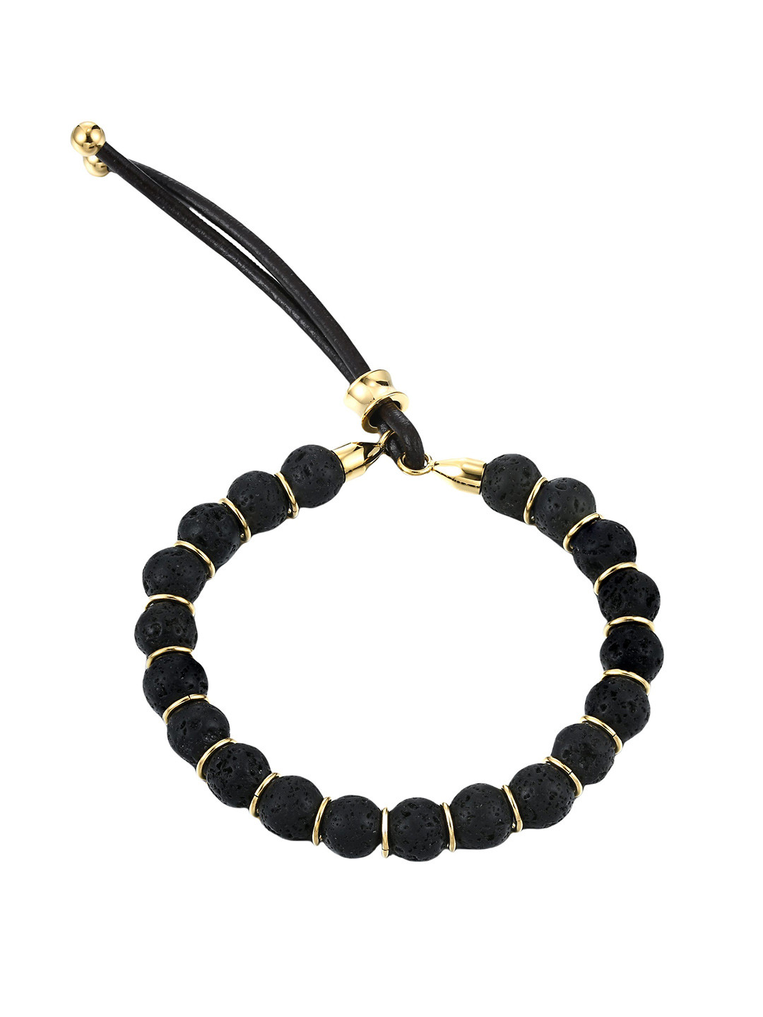 Aiza Men Black Lava Stones Bracelet