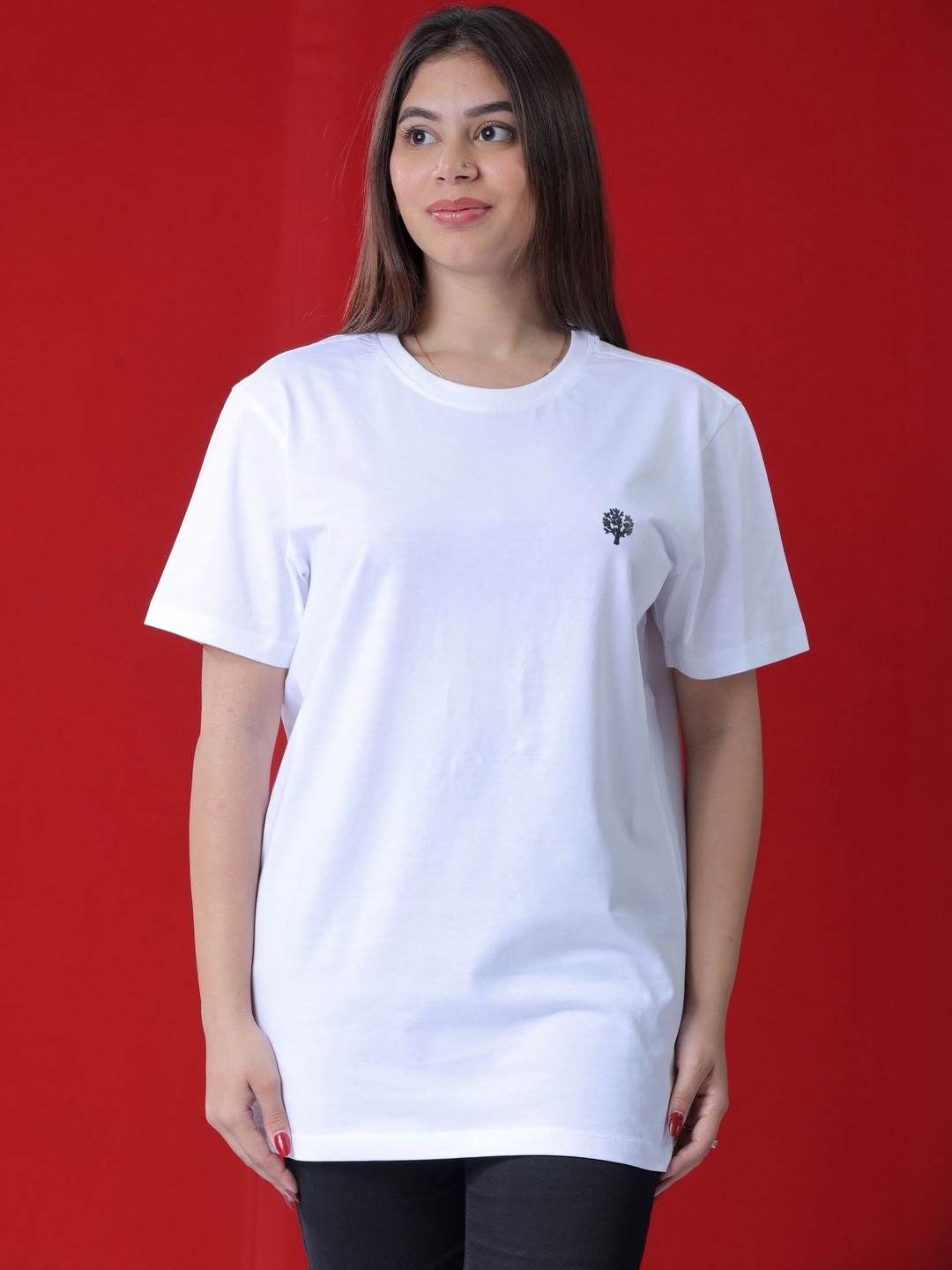 LEAFCARE Women Typography Printed Pure Cotton T-shirt