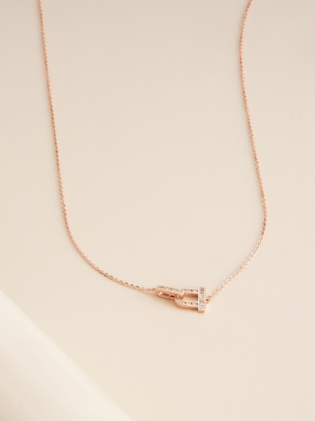 Kushal's Fashion Jewellery Women White Rose Gold-Plated 92.5 Sterling Silver Necklace