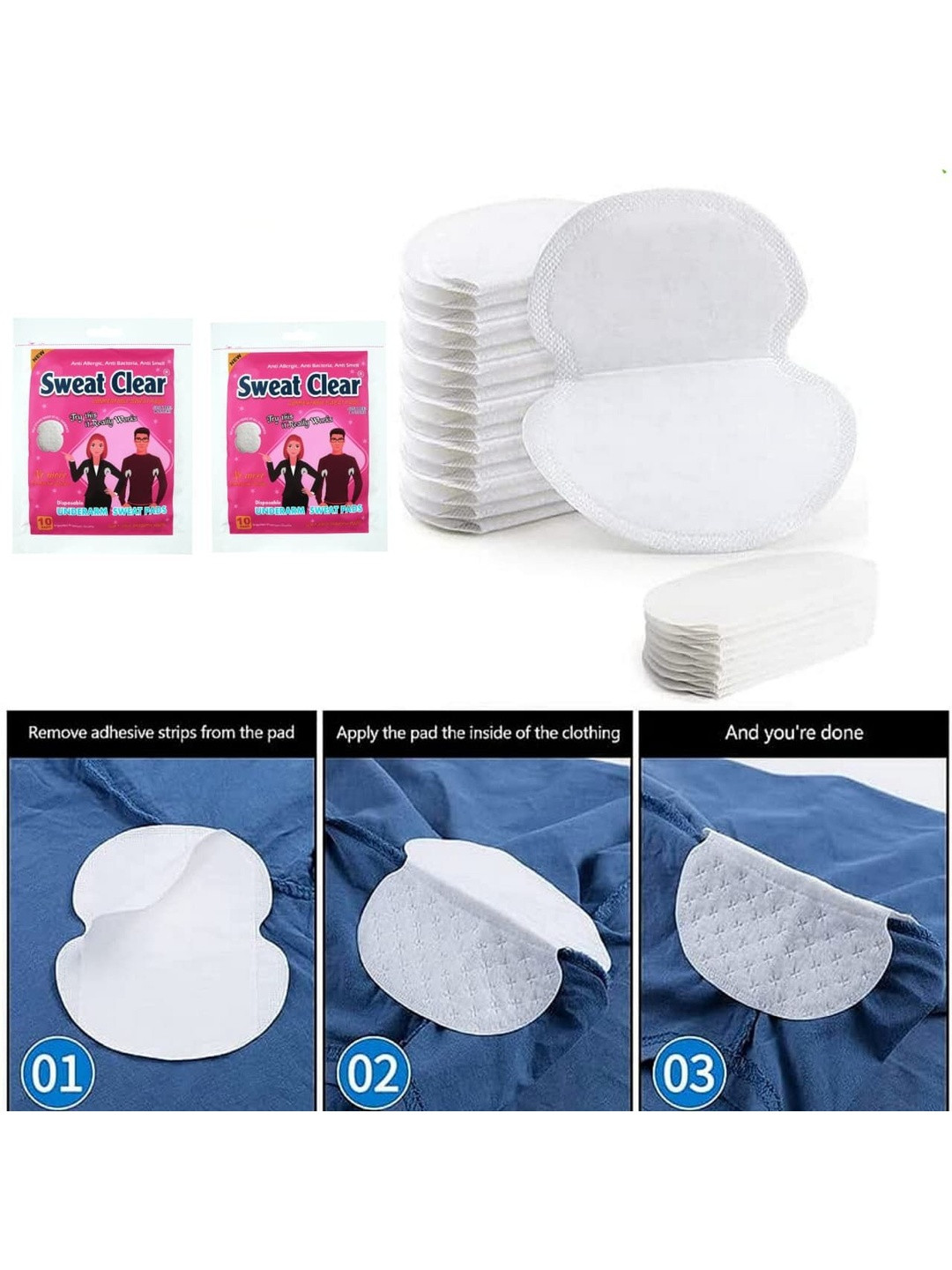 Sweat Clear Set Of 2 Disposable Underarm Sweat Pads - 10Pcs Each