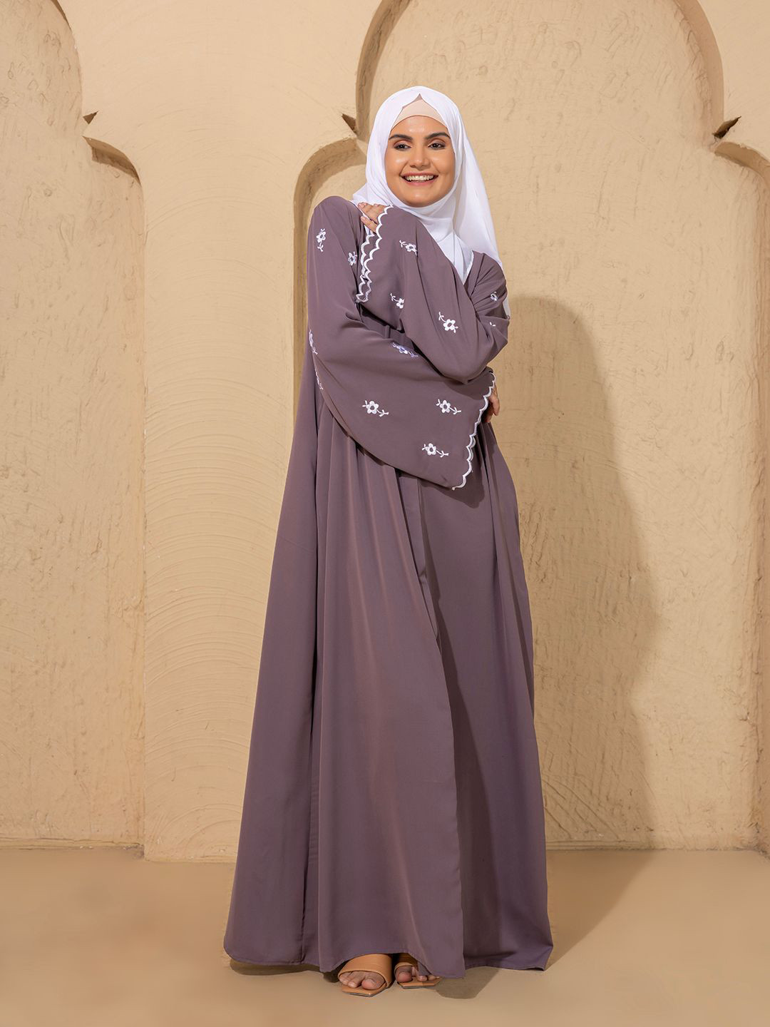 SANASH Collections Embroidered Round Neck Abaya Burqas