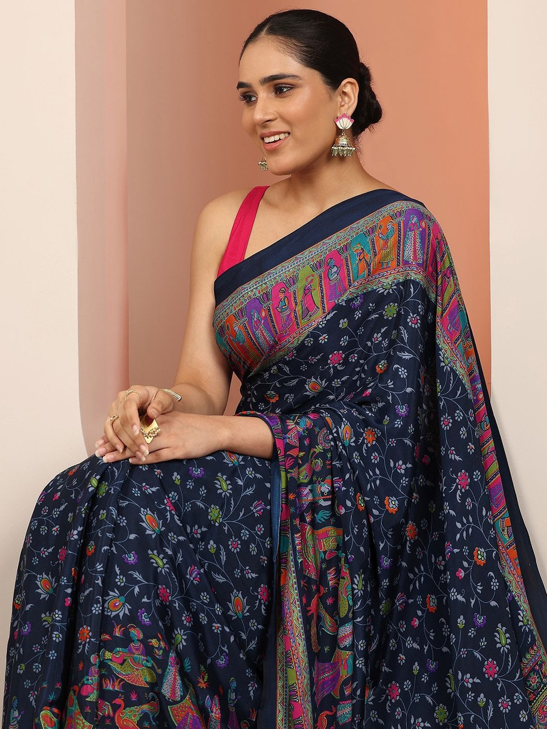 Libas Tribal Printed Saree With Unstitched Blouse Piece