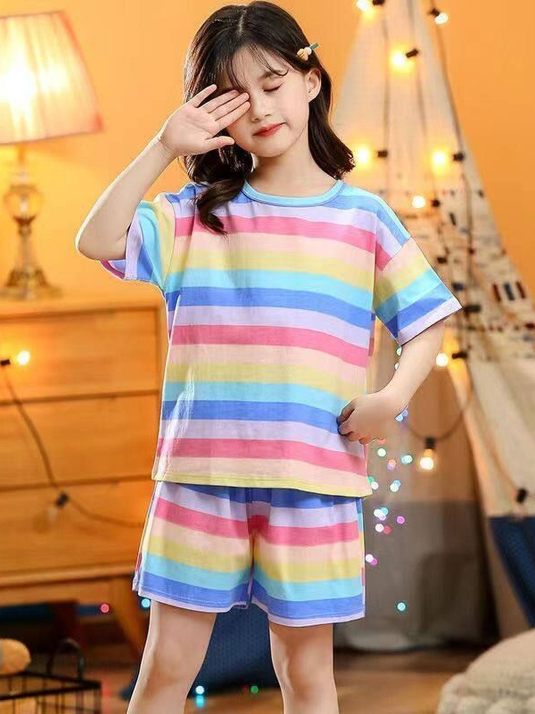 4JSTAR Unisex Kids Striped T-shirt with Shorts