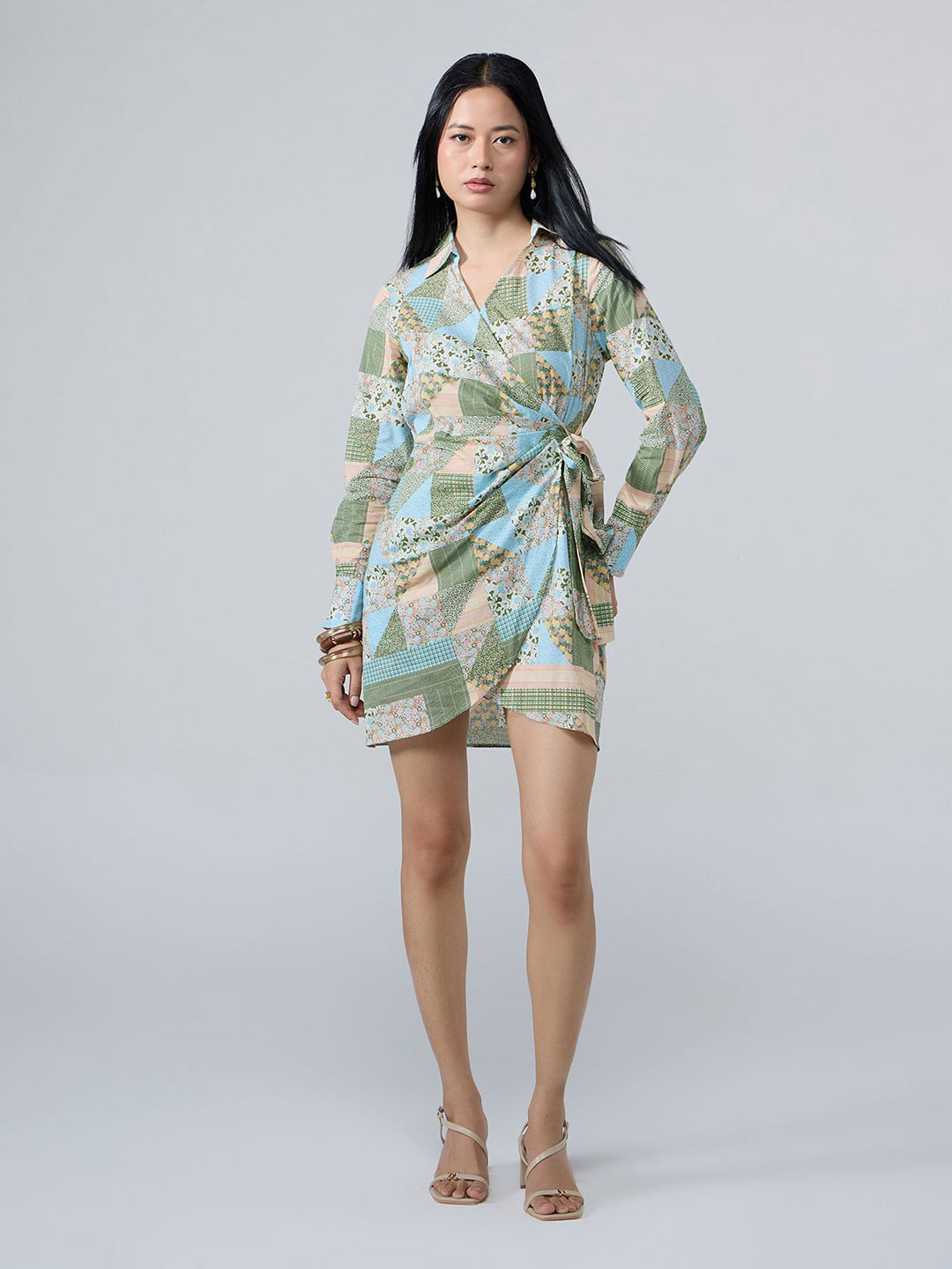 20Dresses Women Abstract Printed Wrap Around Mini Dress