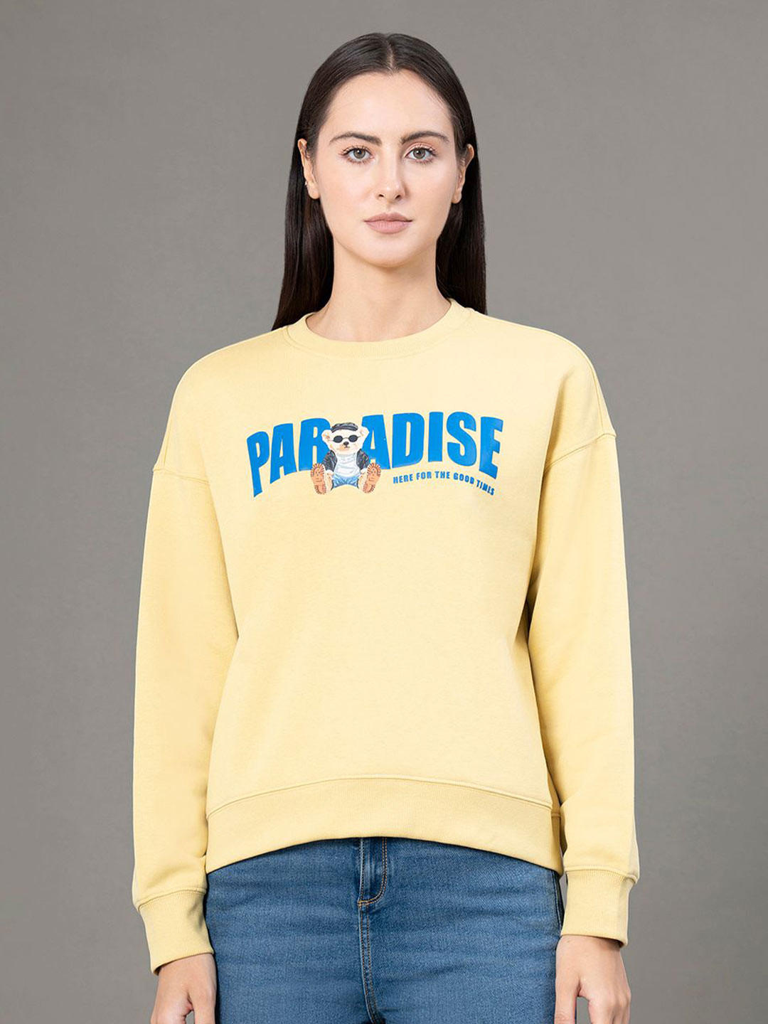 Red Tape Women Graphic Printed Round Neck Full Sleeves Sweatshirt