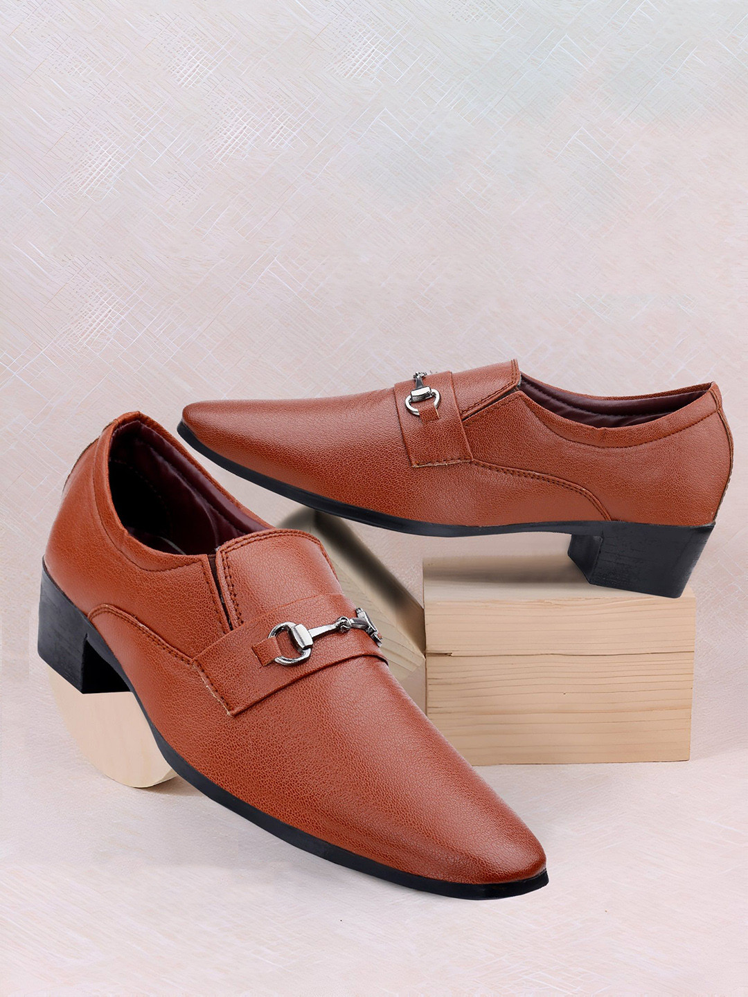 Bxxy Men Mocassin Slip-on Formal Shoes with Buckles