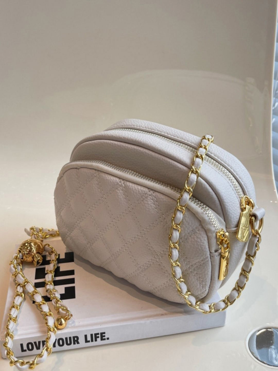 KPOP PU Structured White Sling Bag